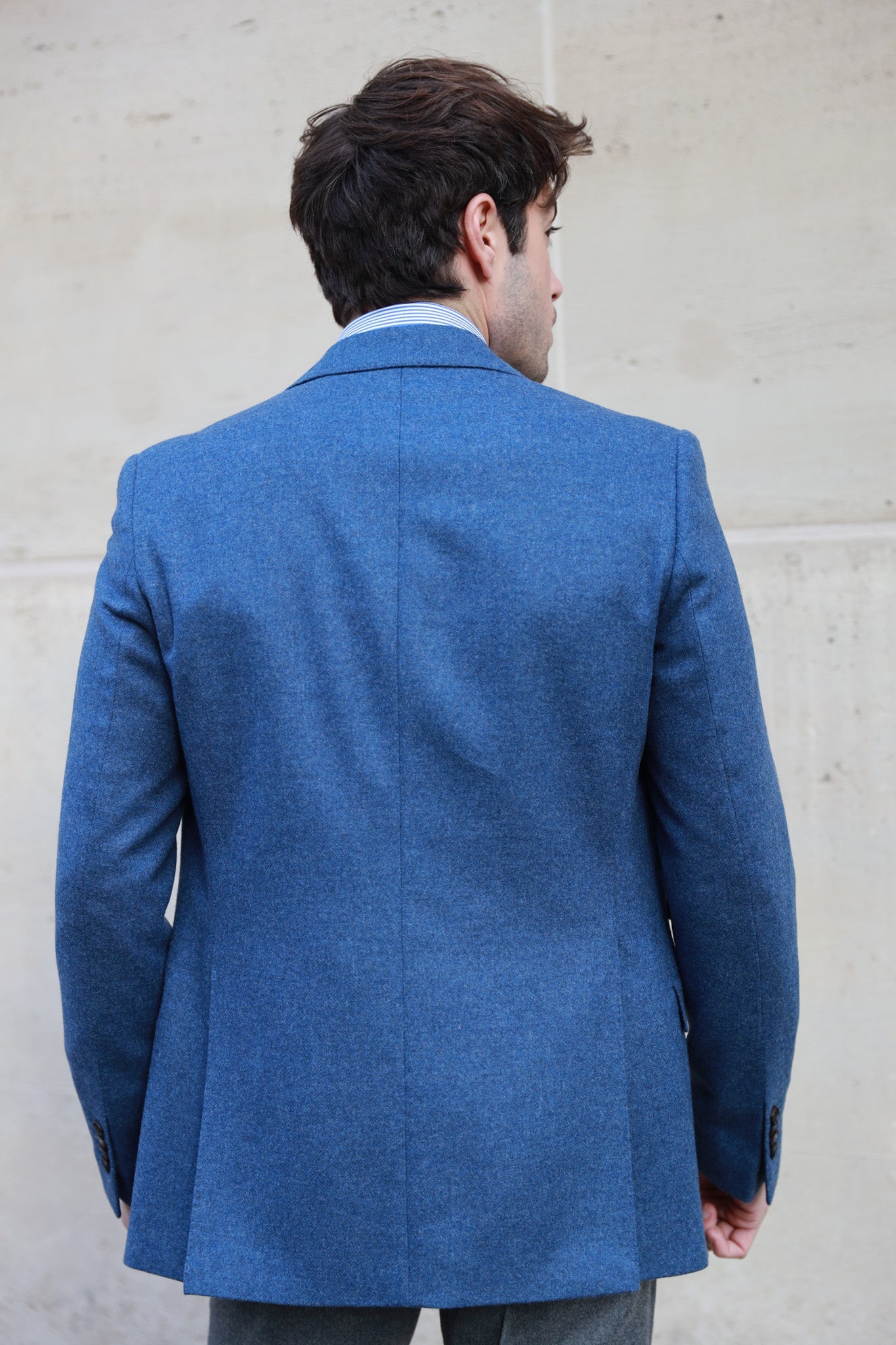 Veste Goal pure laine en tweed - Bleu Jean-VESTE BLAZER HOMME-Curling-Paris