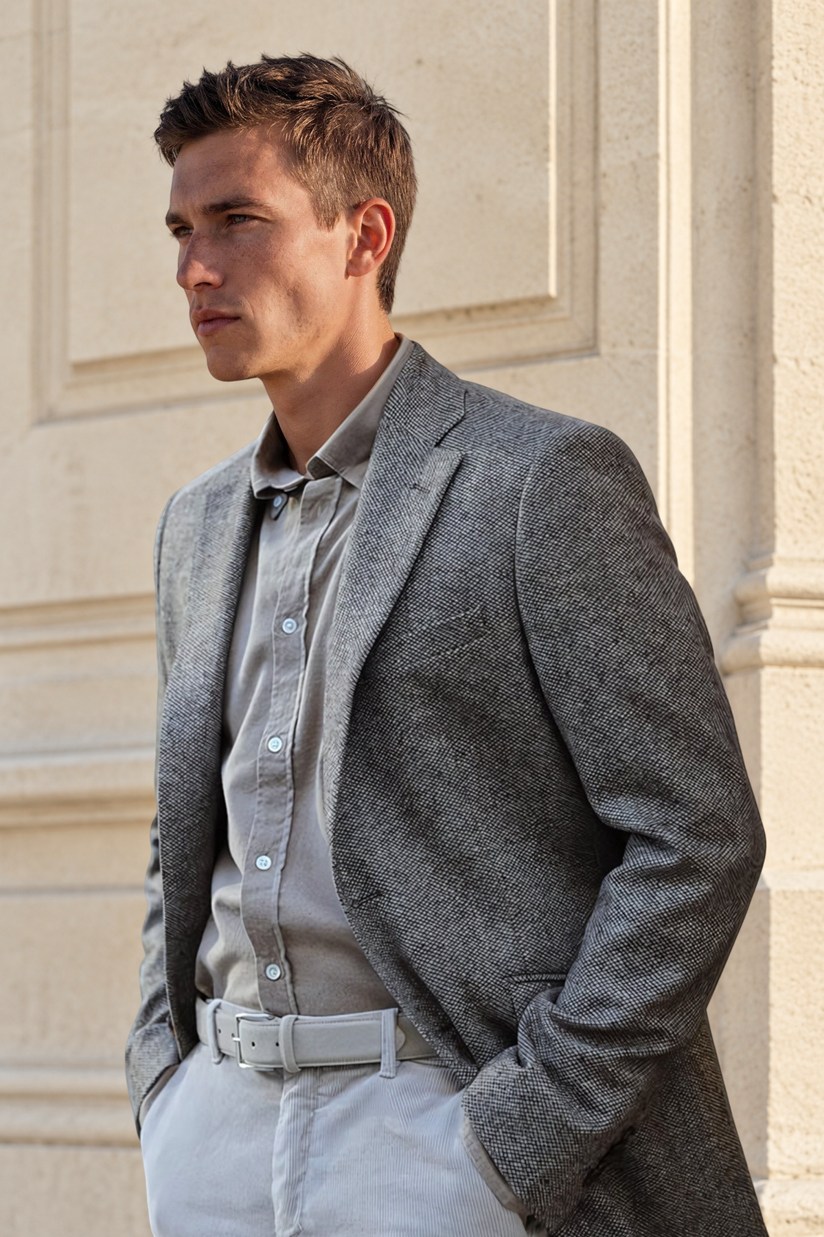 Veste Goal pure laine mérinos - Tweed Café-VESTE BLAZER HOMME-Curling-Paris