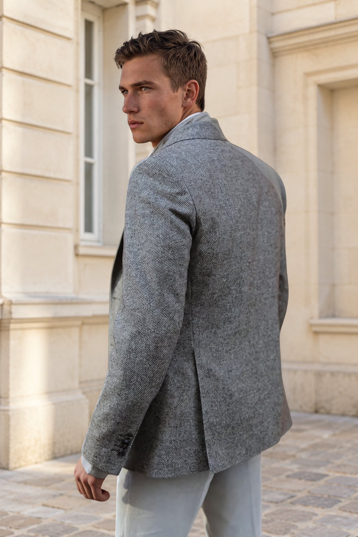 Veste Goal pure laine mérinos - Tweed Café-VESTE BLAZER HOMME-Curling-Paris