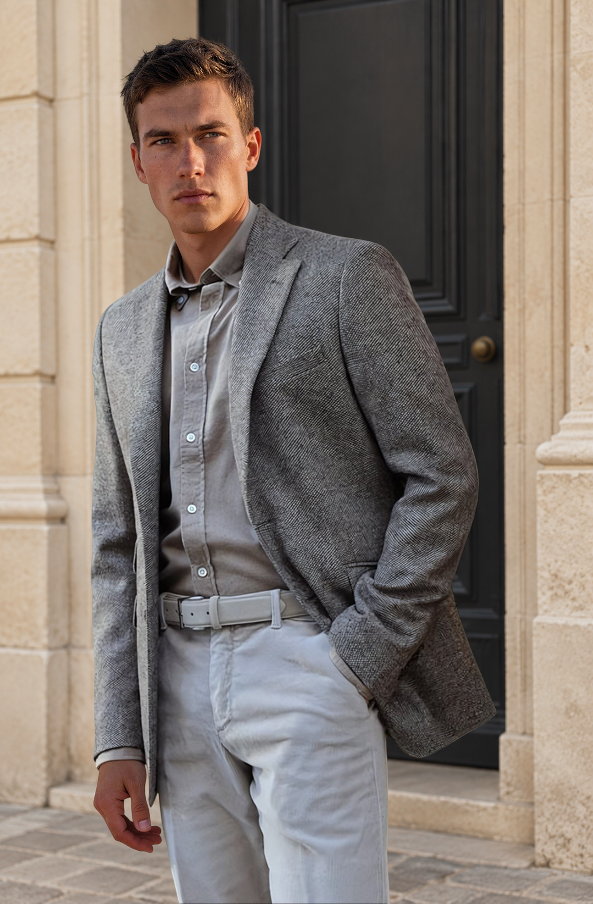 Veste Goal pure laine mérinos - Tweed Café-VESTE BLAZER HOMME-Curling-Paris