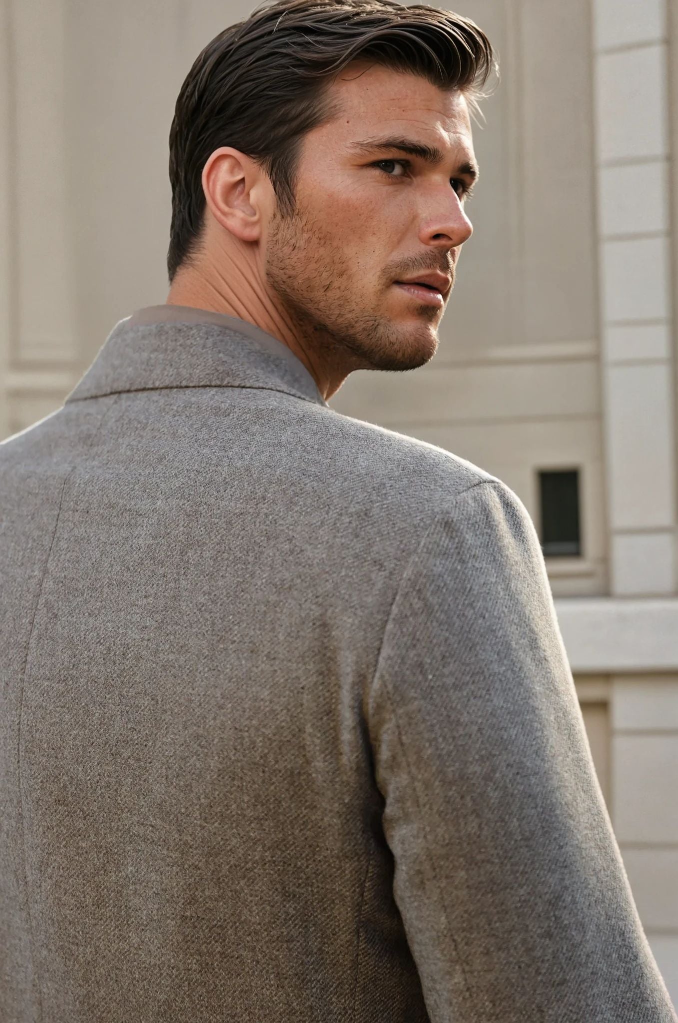 Veste Gostev en laine et cachemire - Taupe-VESTE BLAZER HOMME-Curling-Paris