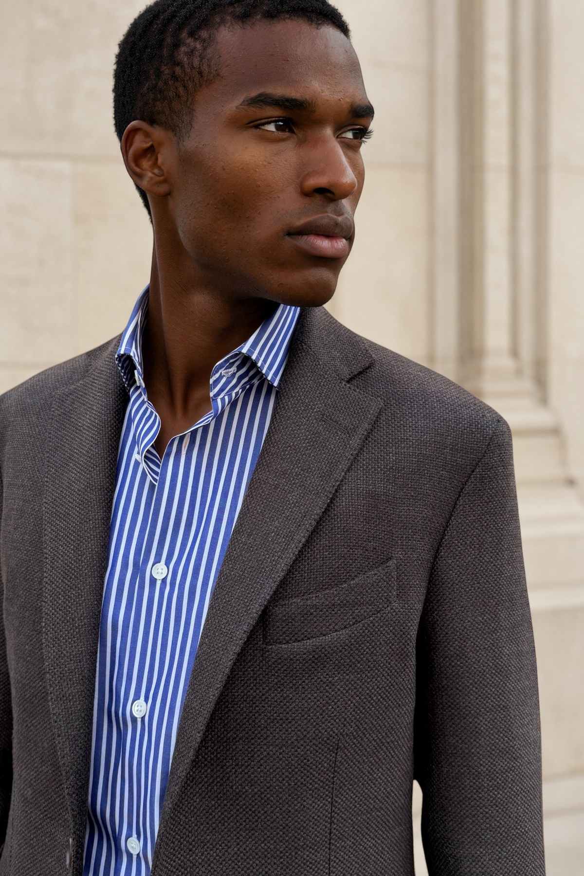 Veste Gostev en laine vierge nattée Angelico - Marron-VESTE BLAZER HOMME-Curling-Paris