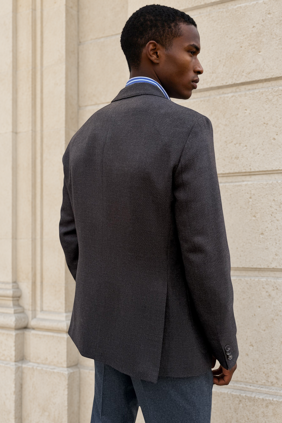 Veste Gostev en laine vierge nattée Angelico - Marron-VESTE BLAZER HOMME-Curling-Paris