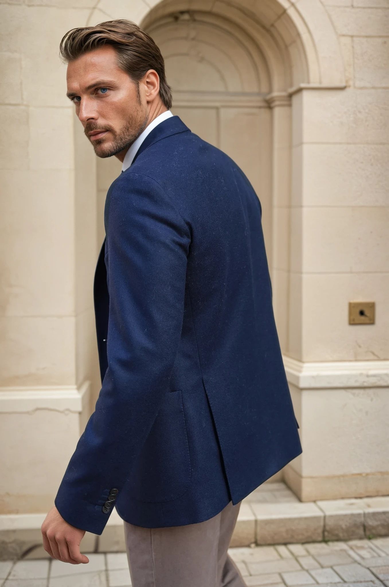Veste Gostev pure laine - Marine-VESTE BLAZER HOMME-Curling-Paris