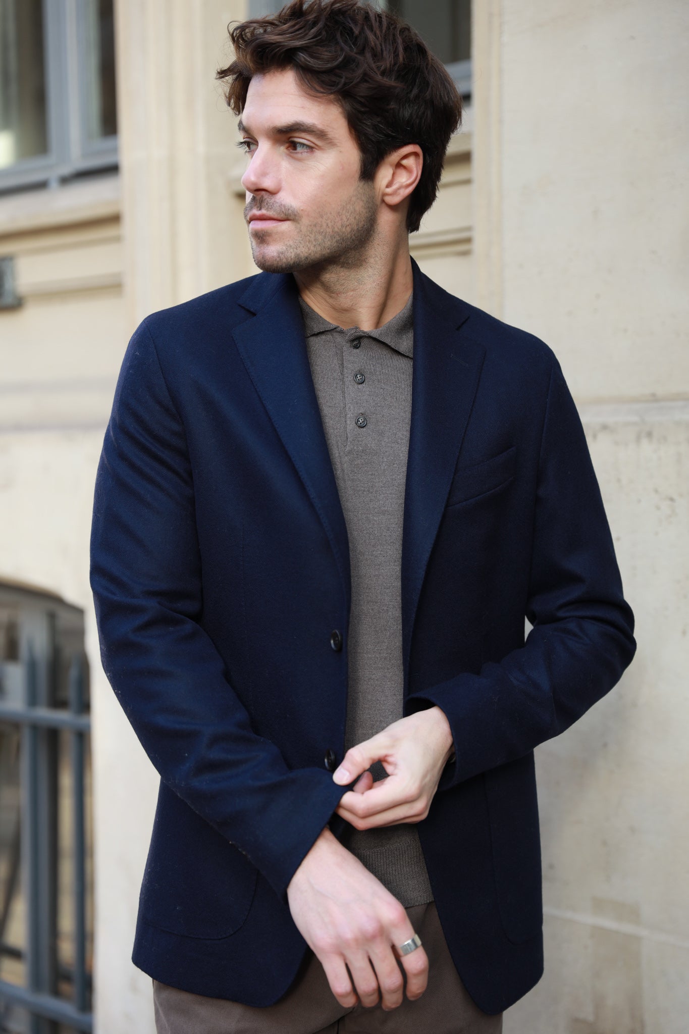 Veste Gostev pure laine - Marine-VESTE BLAZER HOMME-Curling-Paris