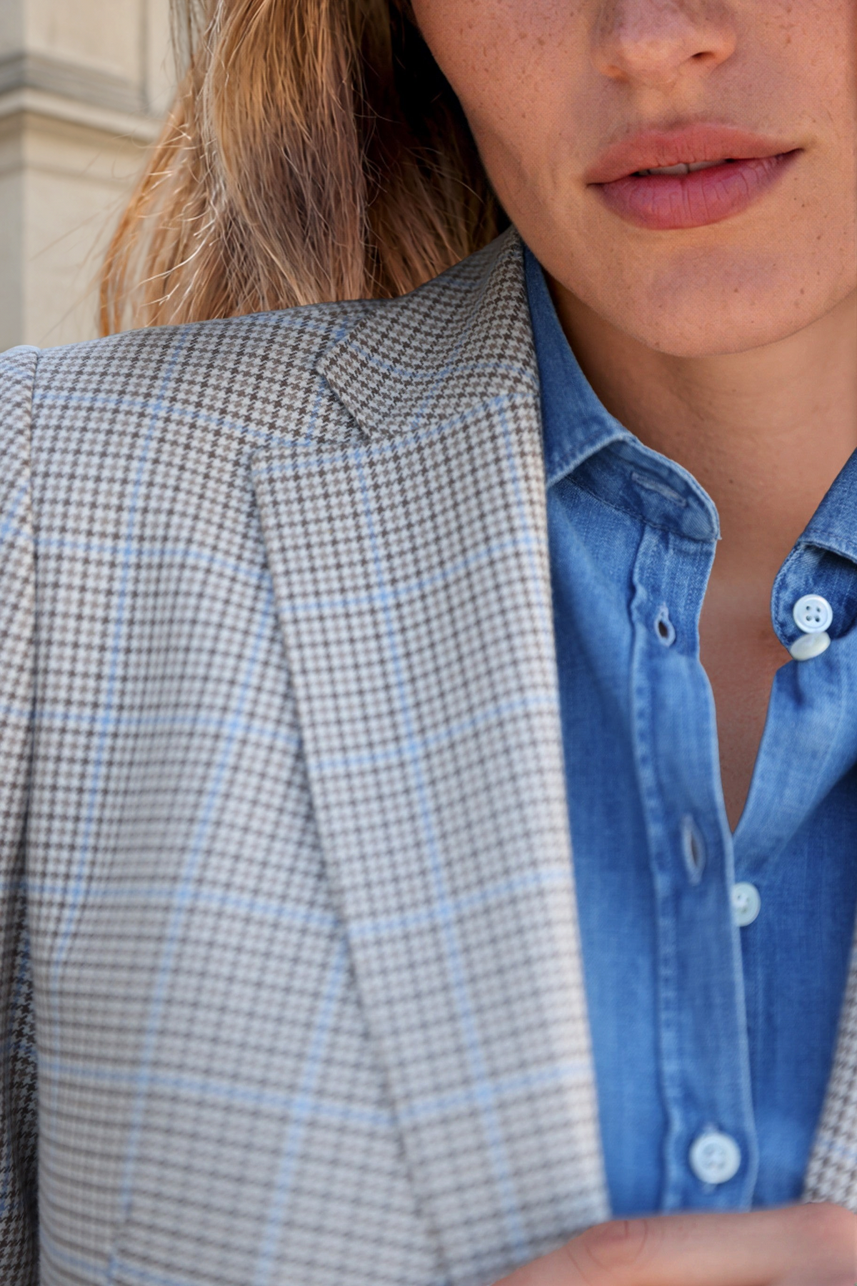 Veste Isabel 100% coton - Beige & ciel-VESTE BLAZER FEMME-Curling-Paris