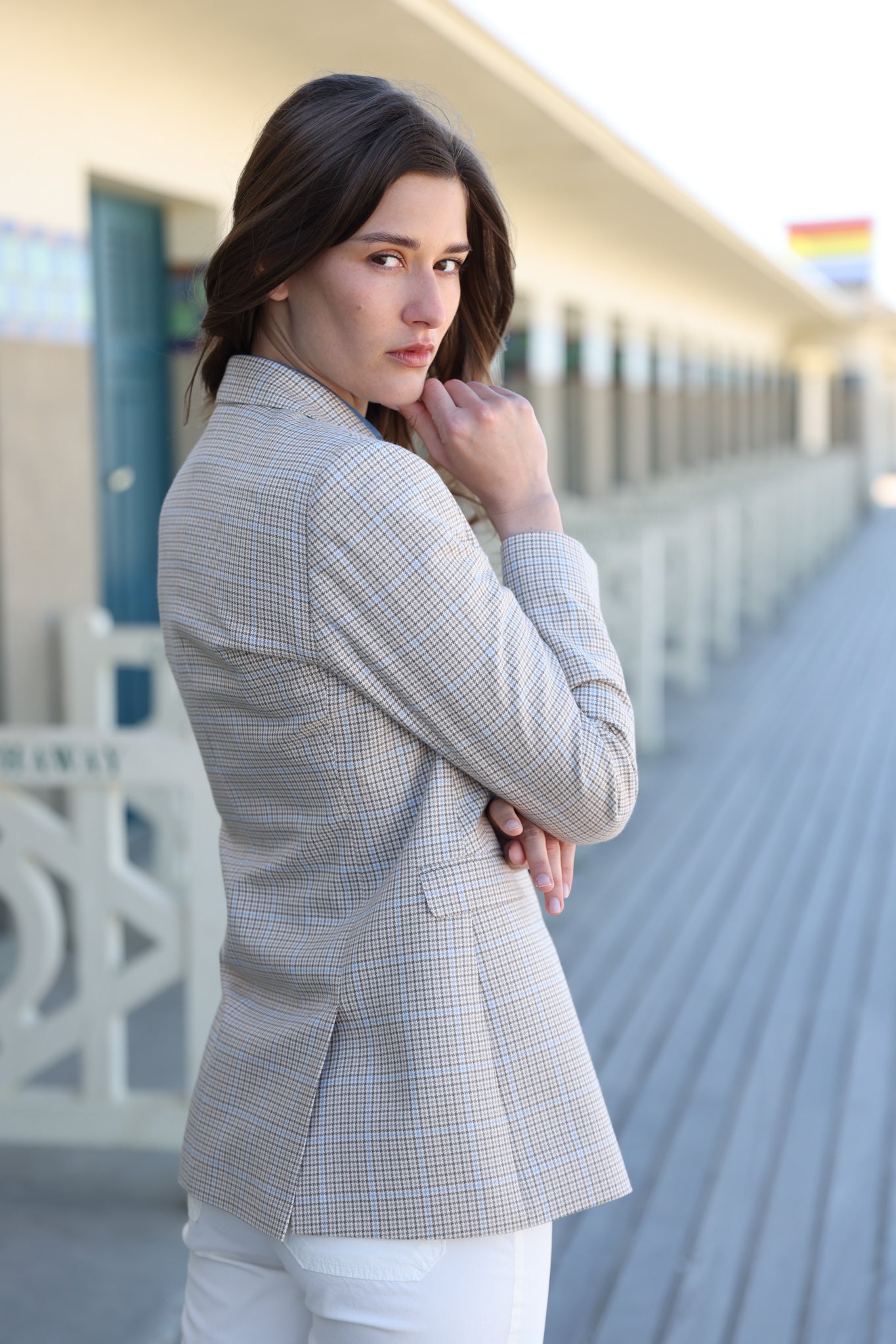 Veste Isabel 100% coton - Beige & ciel-VESTE BLAZER FEMME-Curling-Paris