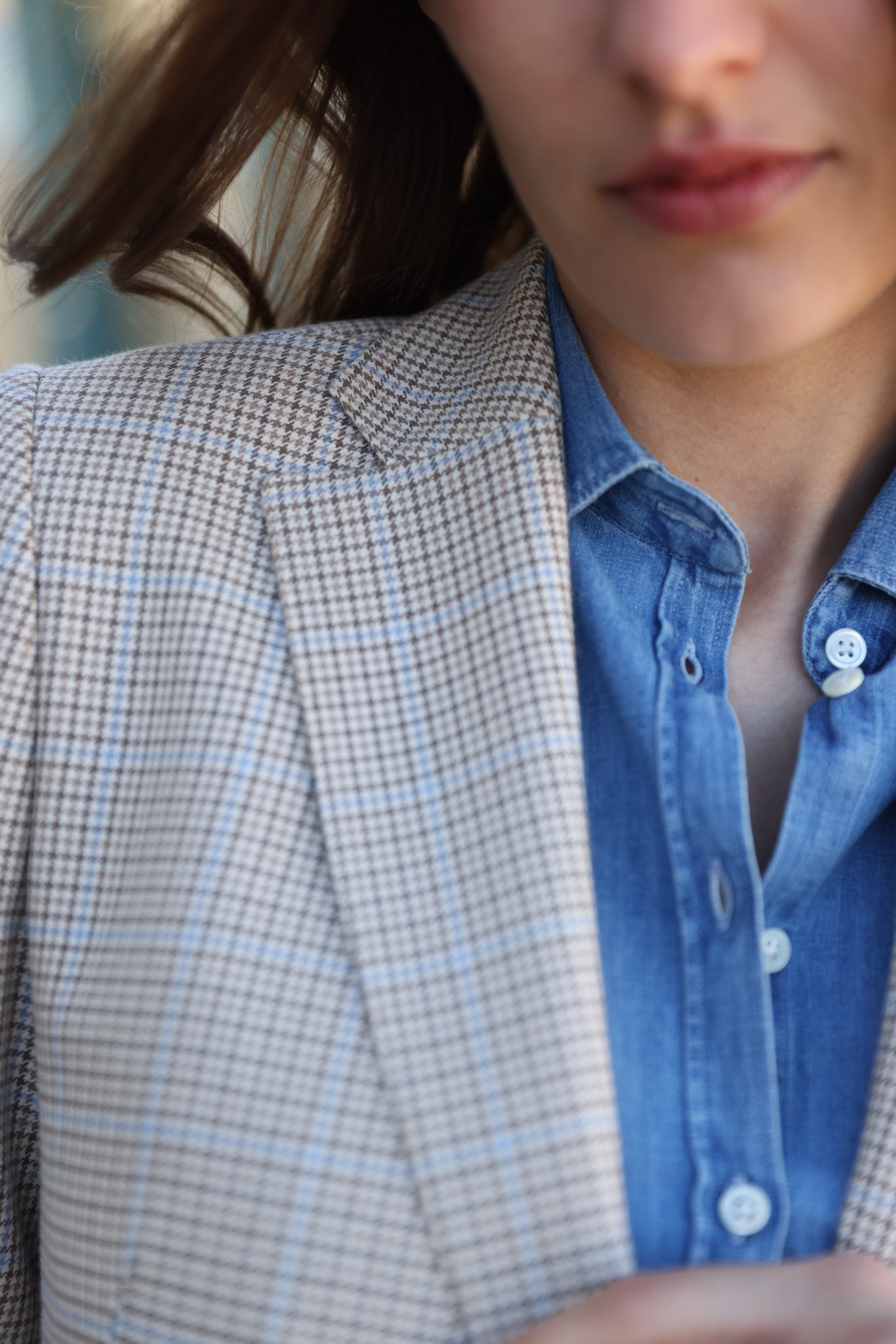 Veste Isabel 100% coton - Beige & ciel-VESTE BLAZER FEMME-Curling-Paris