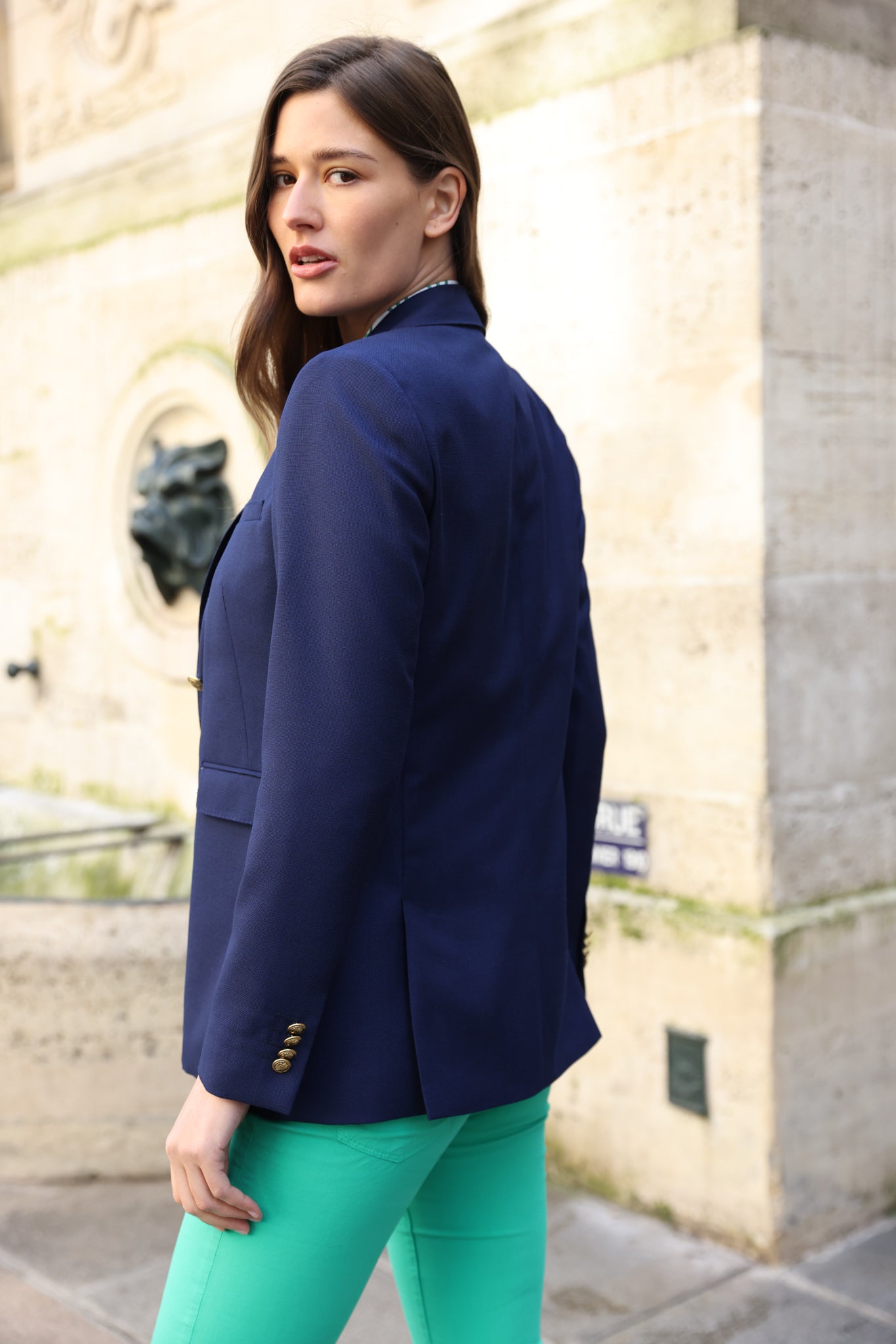 Veste Isabel 100% laine - Marine-VESTE BLAZER FEMME-Curling-Paris