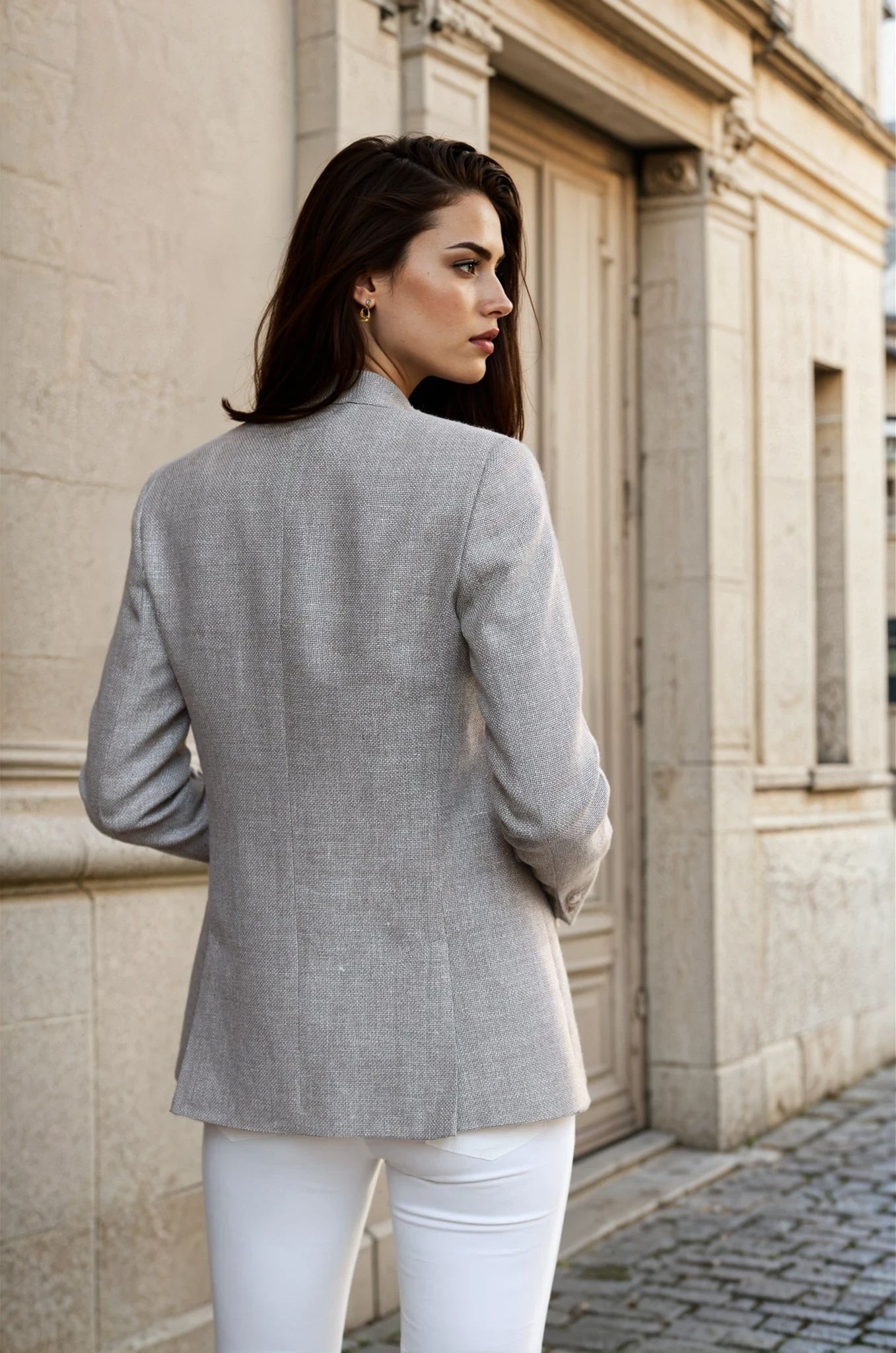 Veste Isabel en laine & lin Di Fabio - Beige-VESTE BLAZER FEMME-Curling-Paris