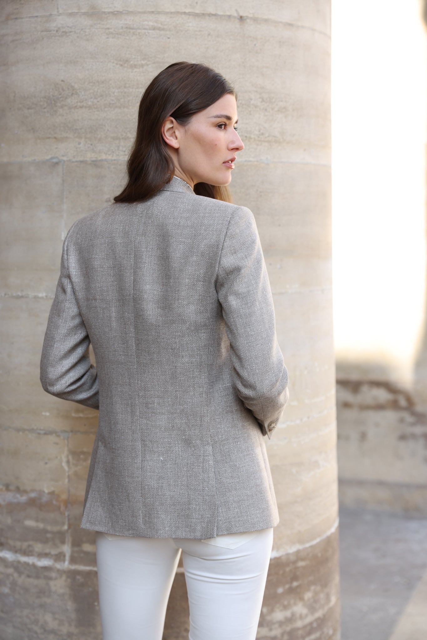 Veste Isabel en laine & lin Di Fabio - Beige-VESTE BLAZER FEMME-Curling-Paris