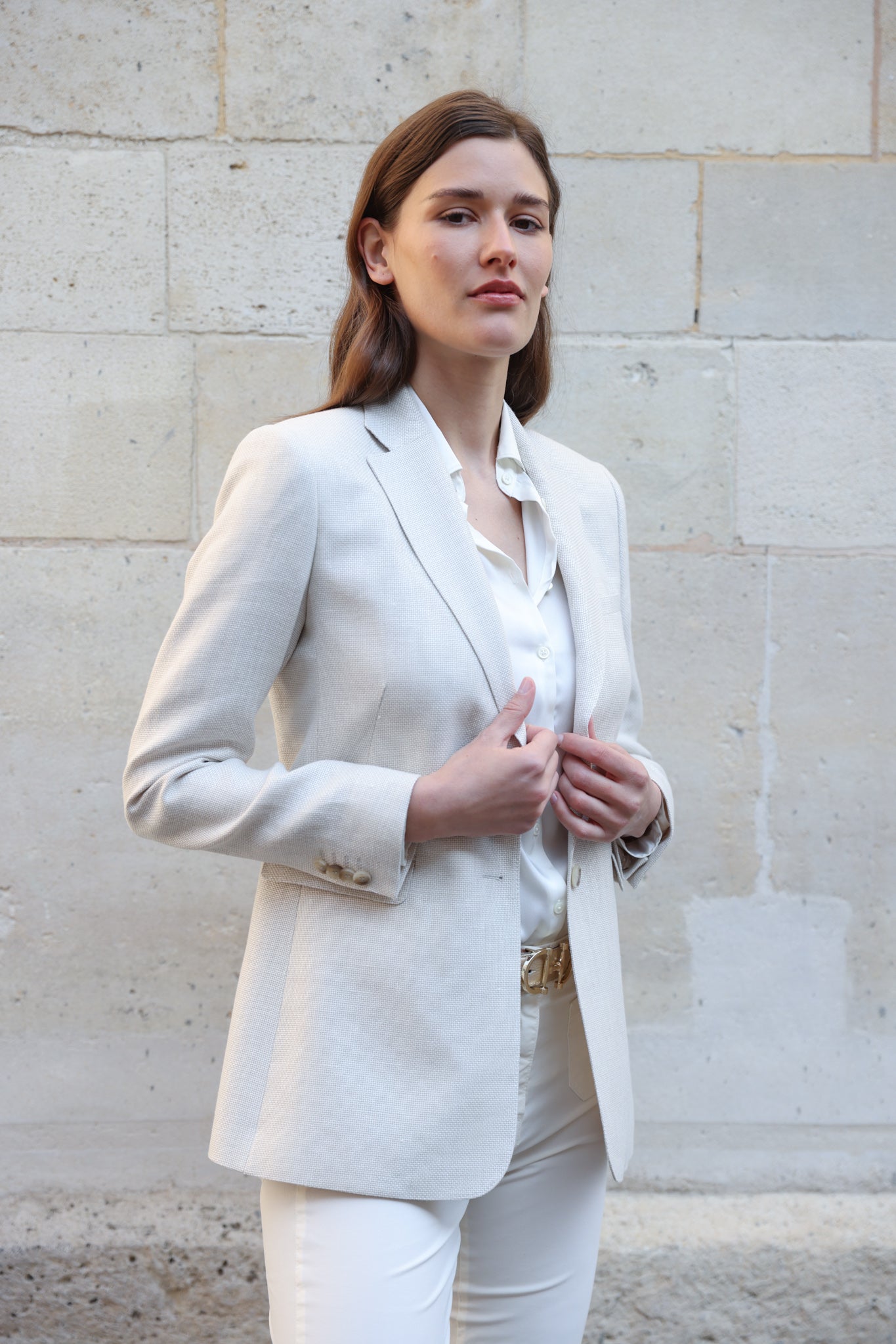 Veste Isabel en laine & lin Di Fabio - Ecru-VESTE BLAZER FEMME-Curling-Paris