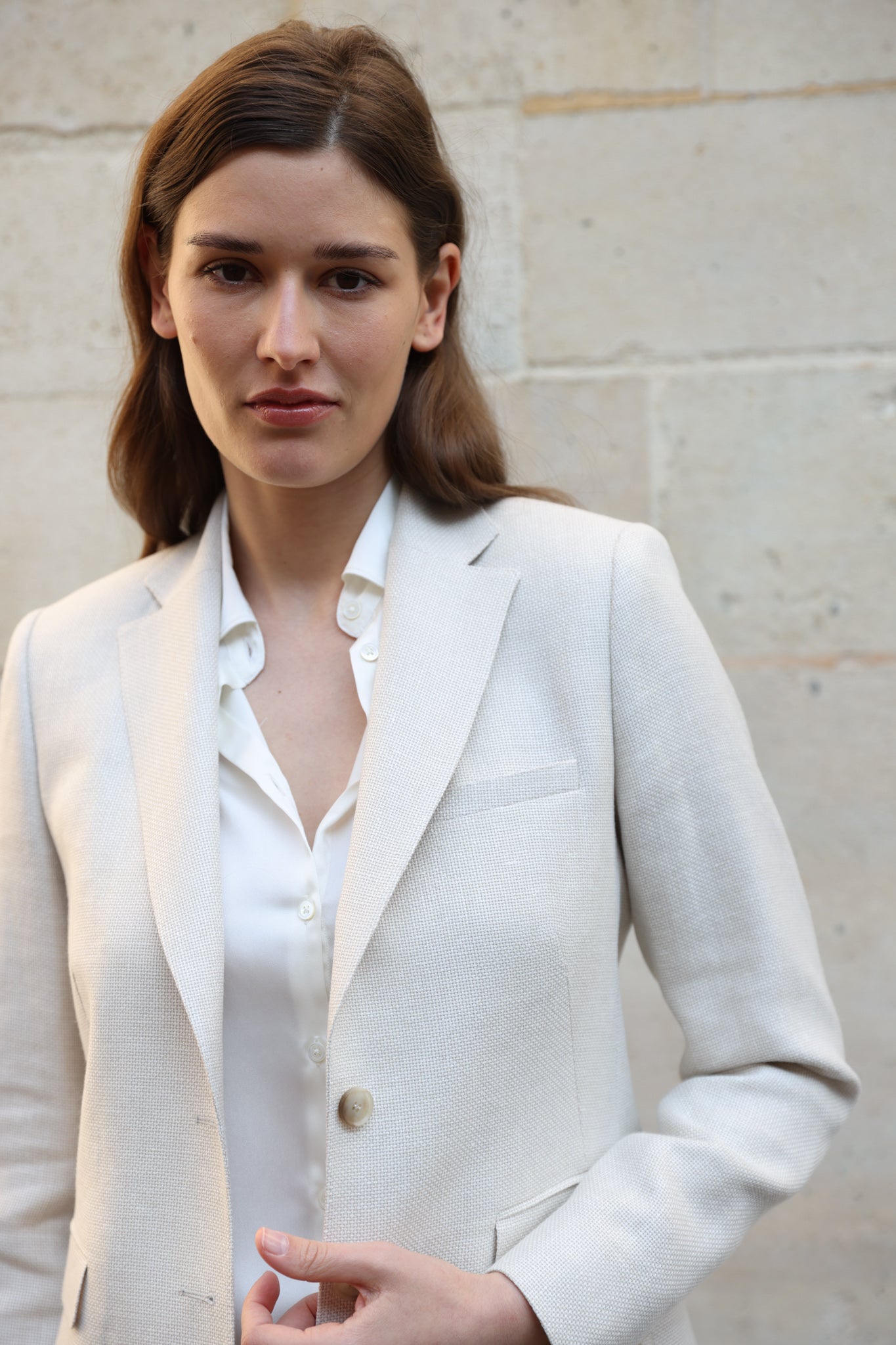 Veste Isabel en laine & lin Di Fabio - Ecru-VESTE BLAZER FEMME-Curling-Paris