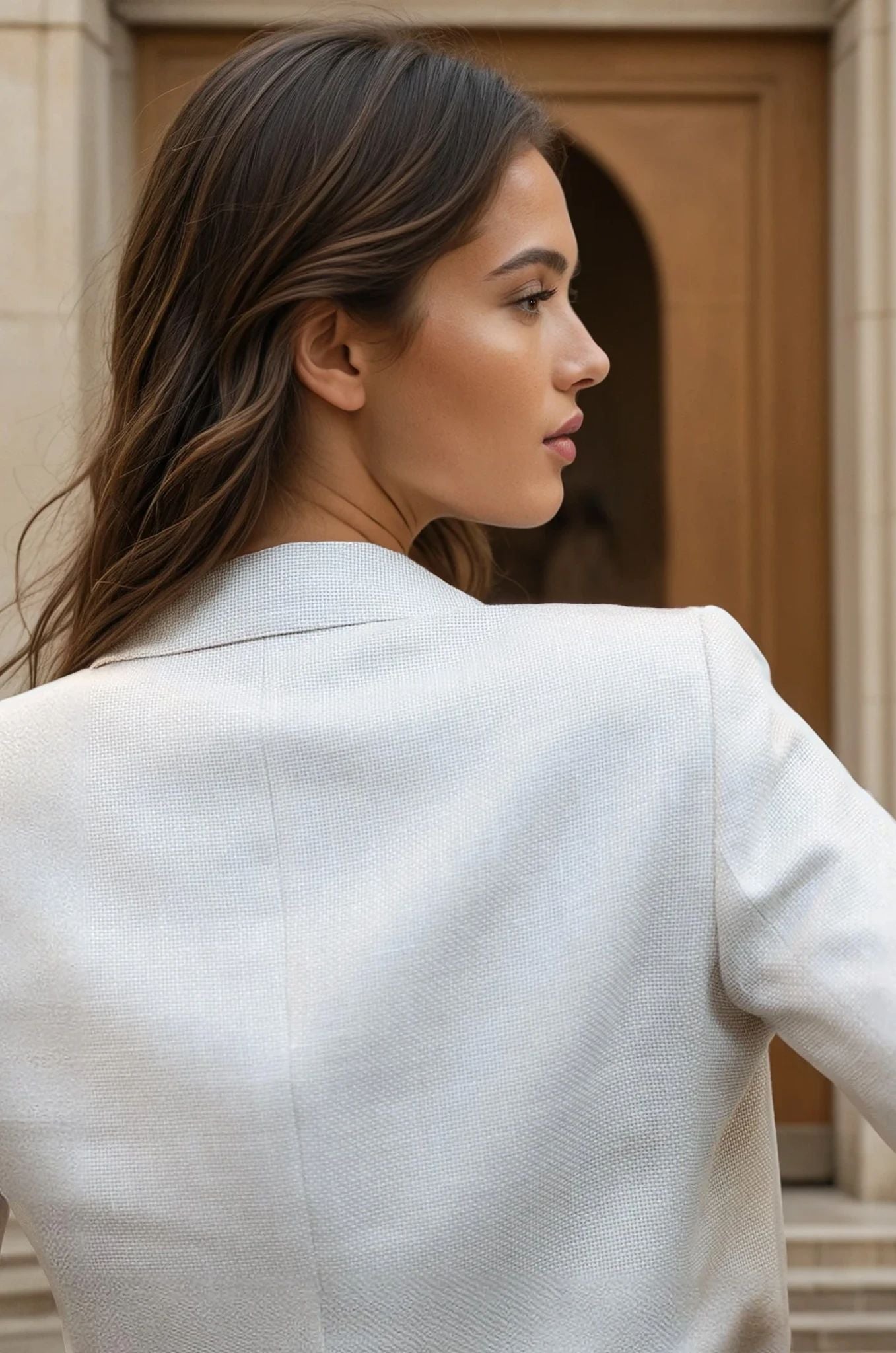 Veste Isabel en laine & lin Di Fabio - Ecru-VESTE BLAZER FEMME-Curling-Paris