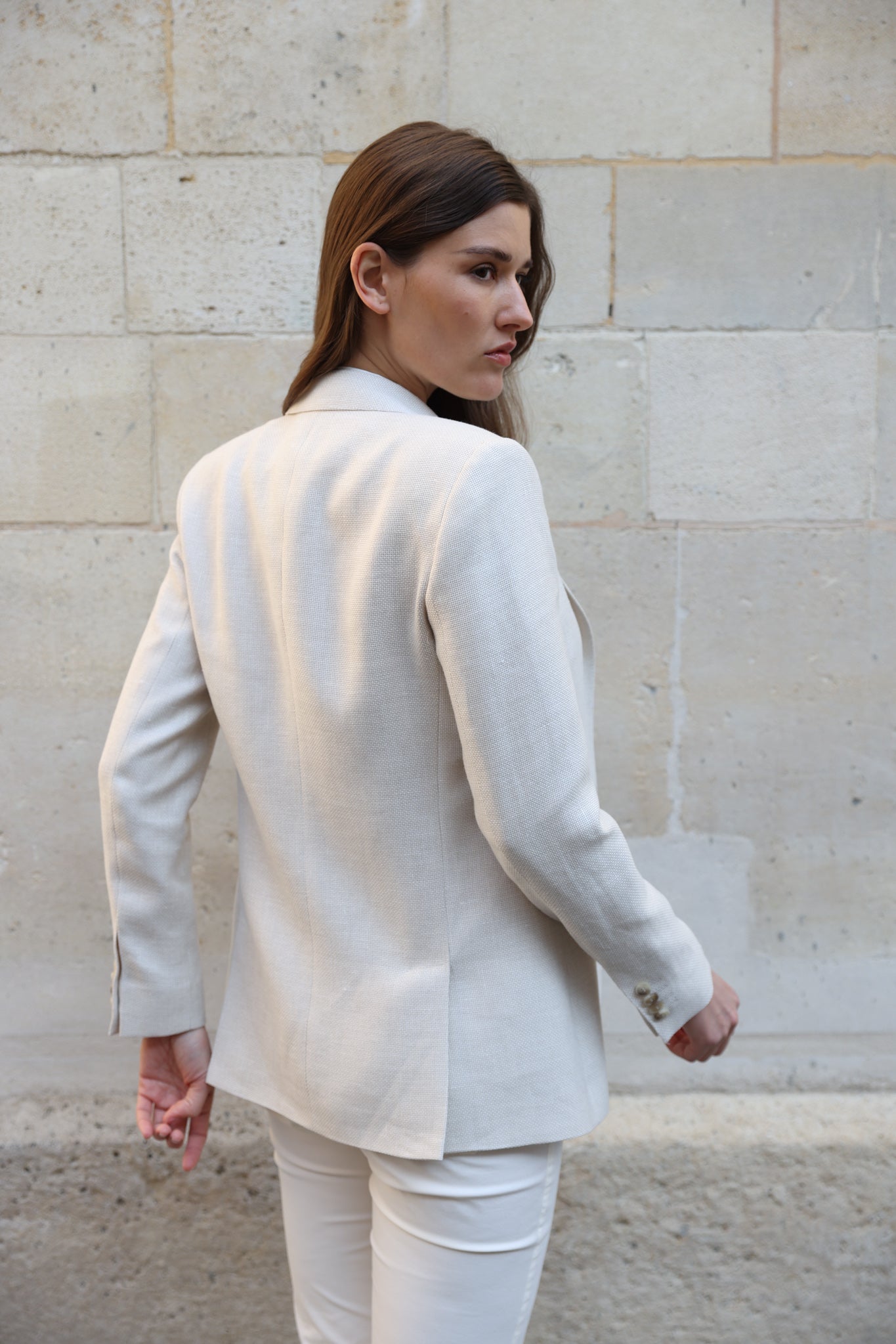 Veste Isabel en laine & lin Di Fabio - Ecru-VESTE BLAZER FEMME-Curling-Paris