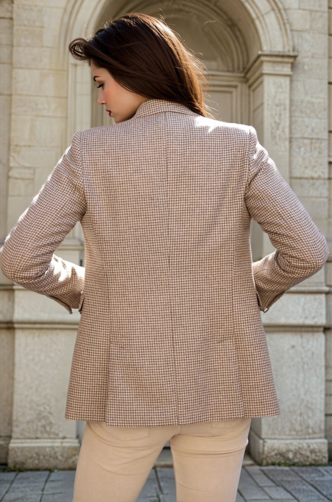 Veste Isabel en laine vierge - Beige-VESTE BLAZER FEMME-Curling-Paris