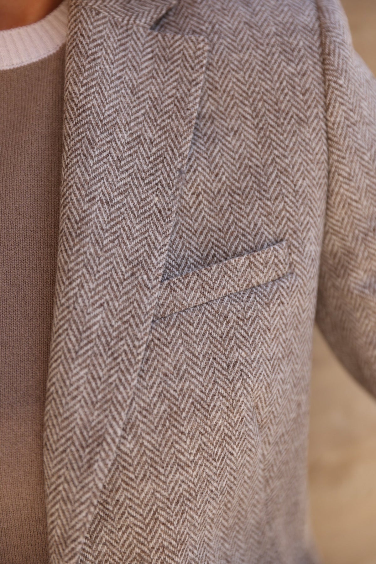 Veste Isabel en laine vierge - Chevron beige-VESTE BLAZER FEMME-Curling-Paris