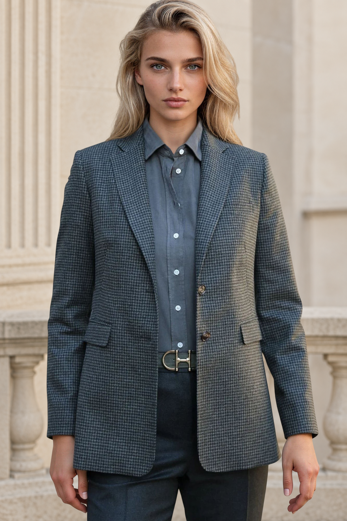 Veste Isabel en laine vierge - Kaki-VESTE BLAZER FEMME-Curling-Paris