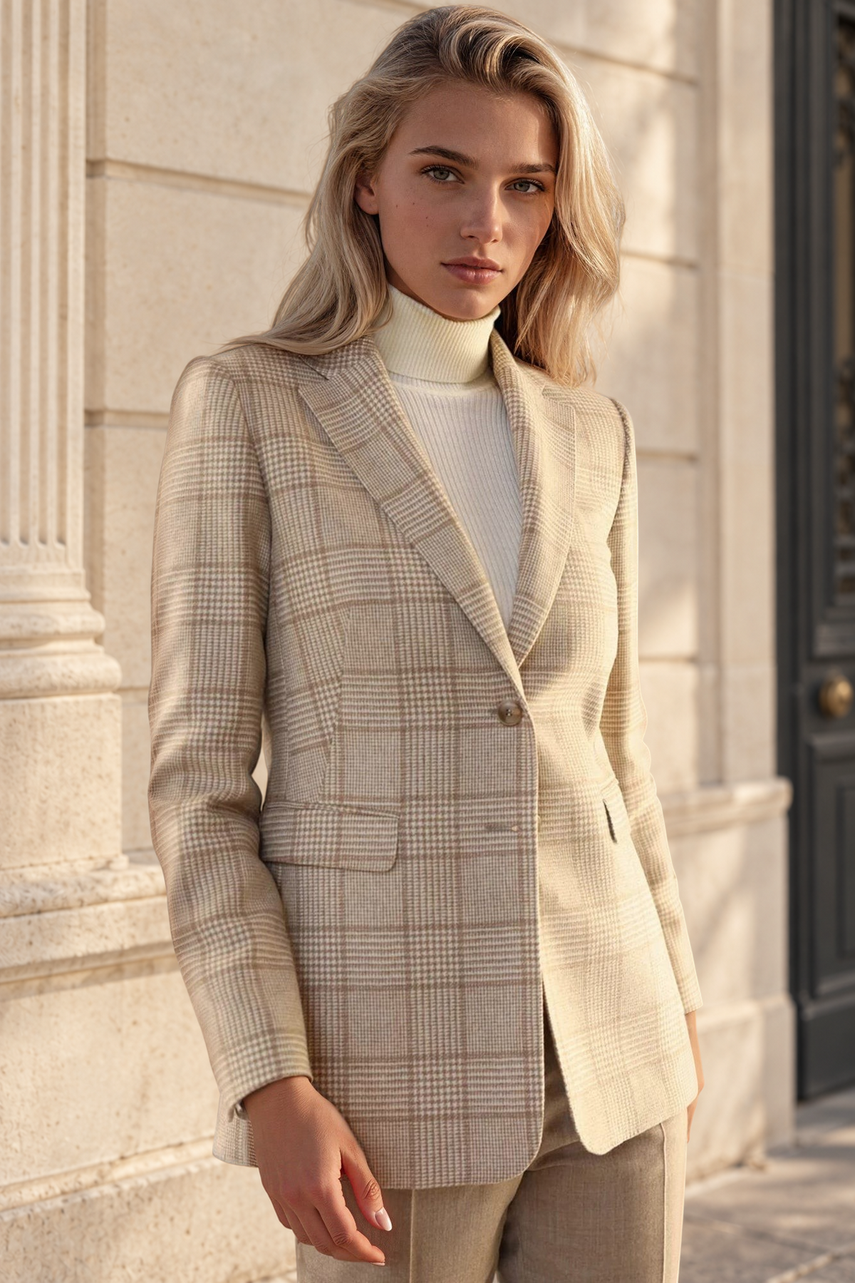 Veste Isabel en laine vierge - Prince de Galles Camel-VESTE BLAZER FEMME-Curling-Paris