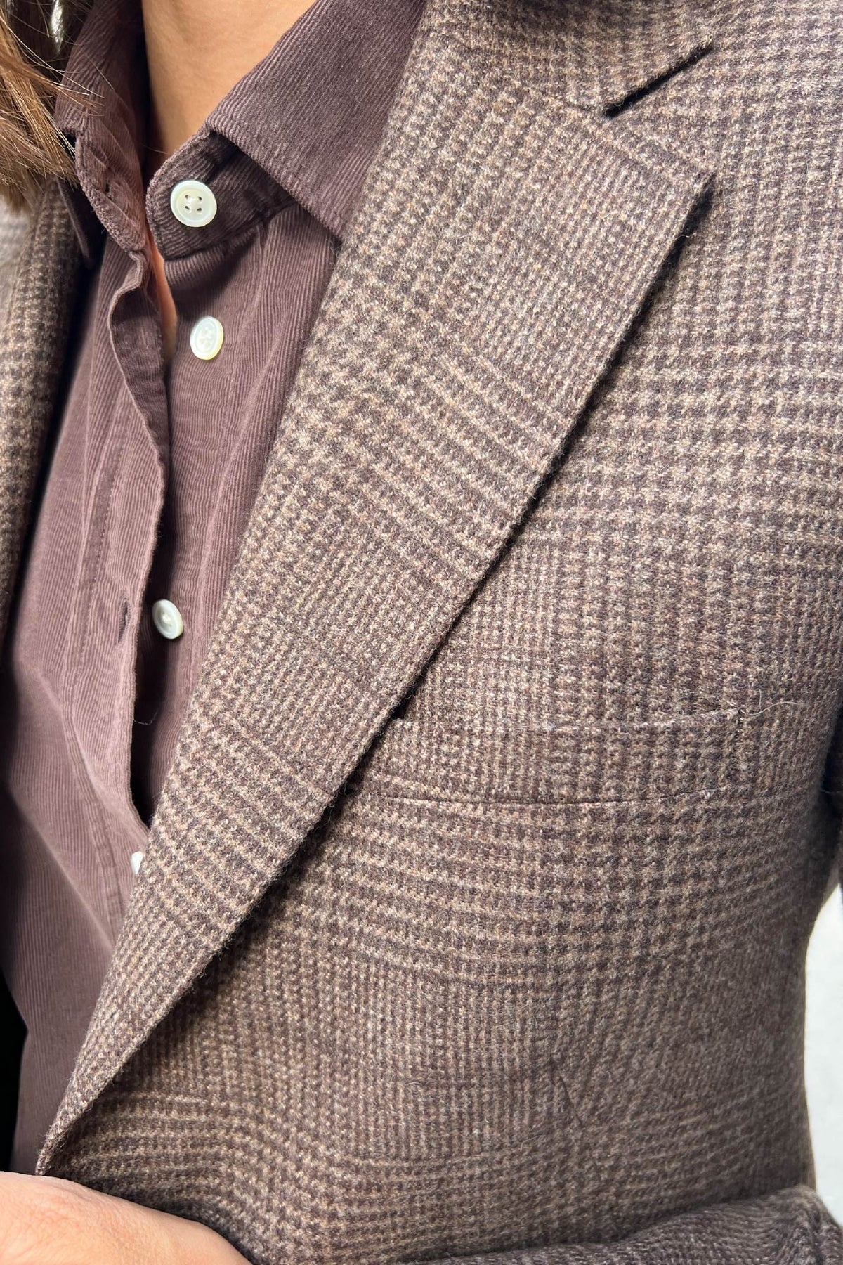 Veste Isabel en laine vierge - Prince de Galles Marron-VESTE BLAZER FEMME-Curling-Paris