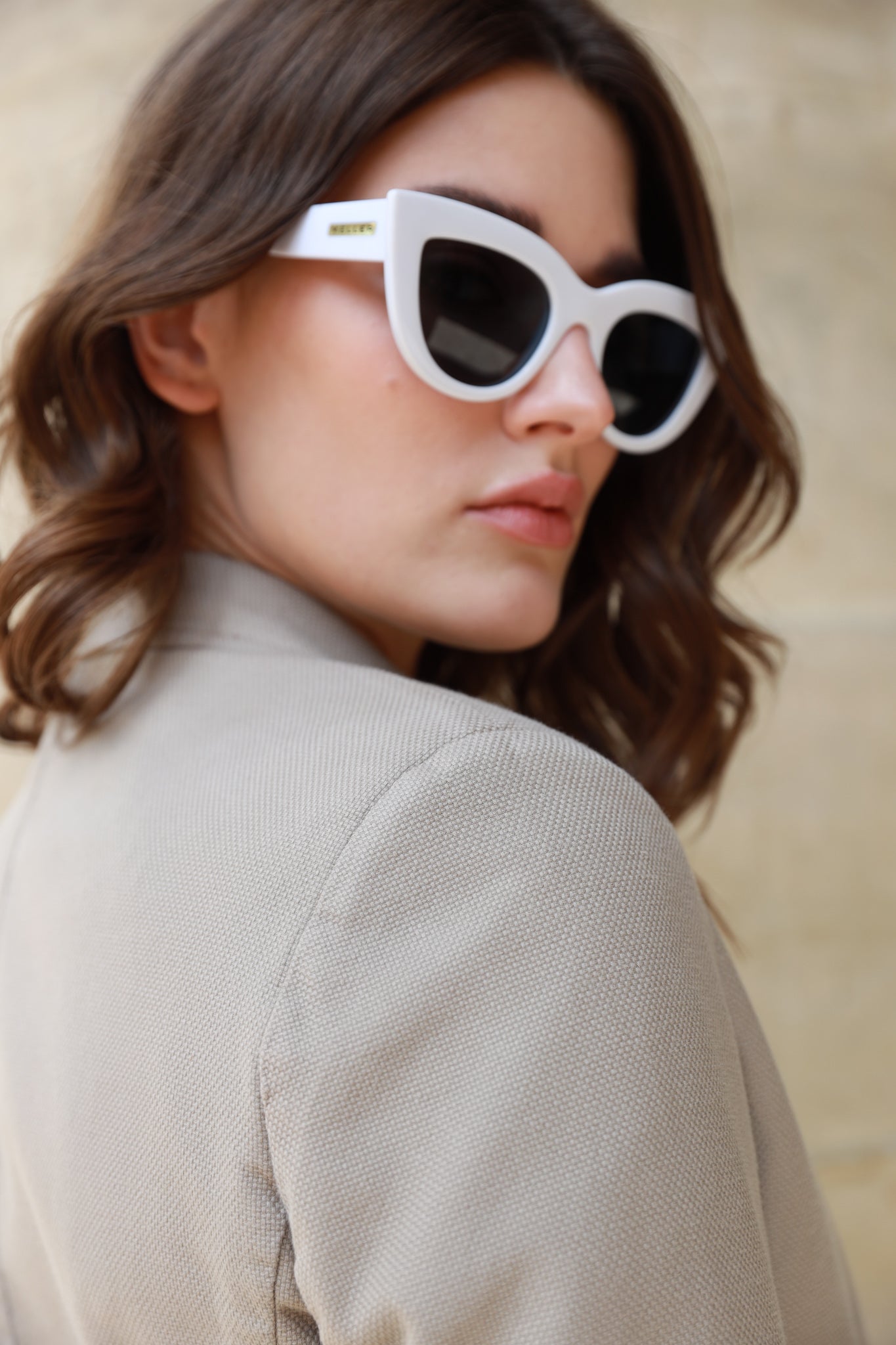 Veste Margot en coton Di Sondrio - Beige-VESTE BLAZER FEMME-Curling-Paris