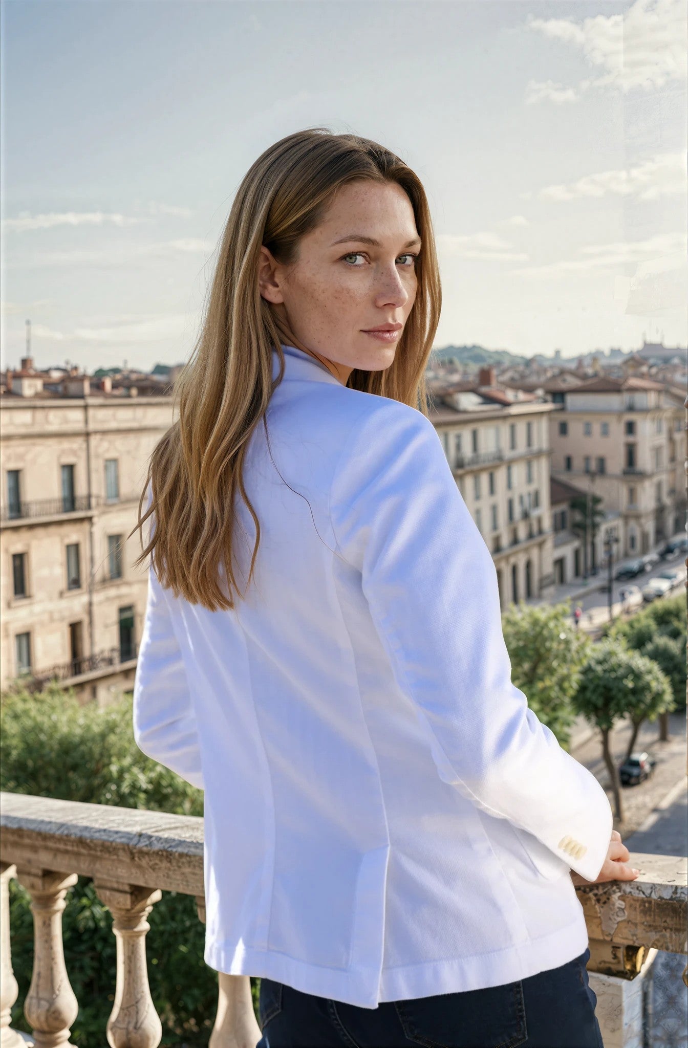Veste Margot en coton Di Sondrio - Blanc-VESTE BLAZER FEMME-Curling-Paris