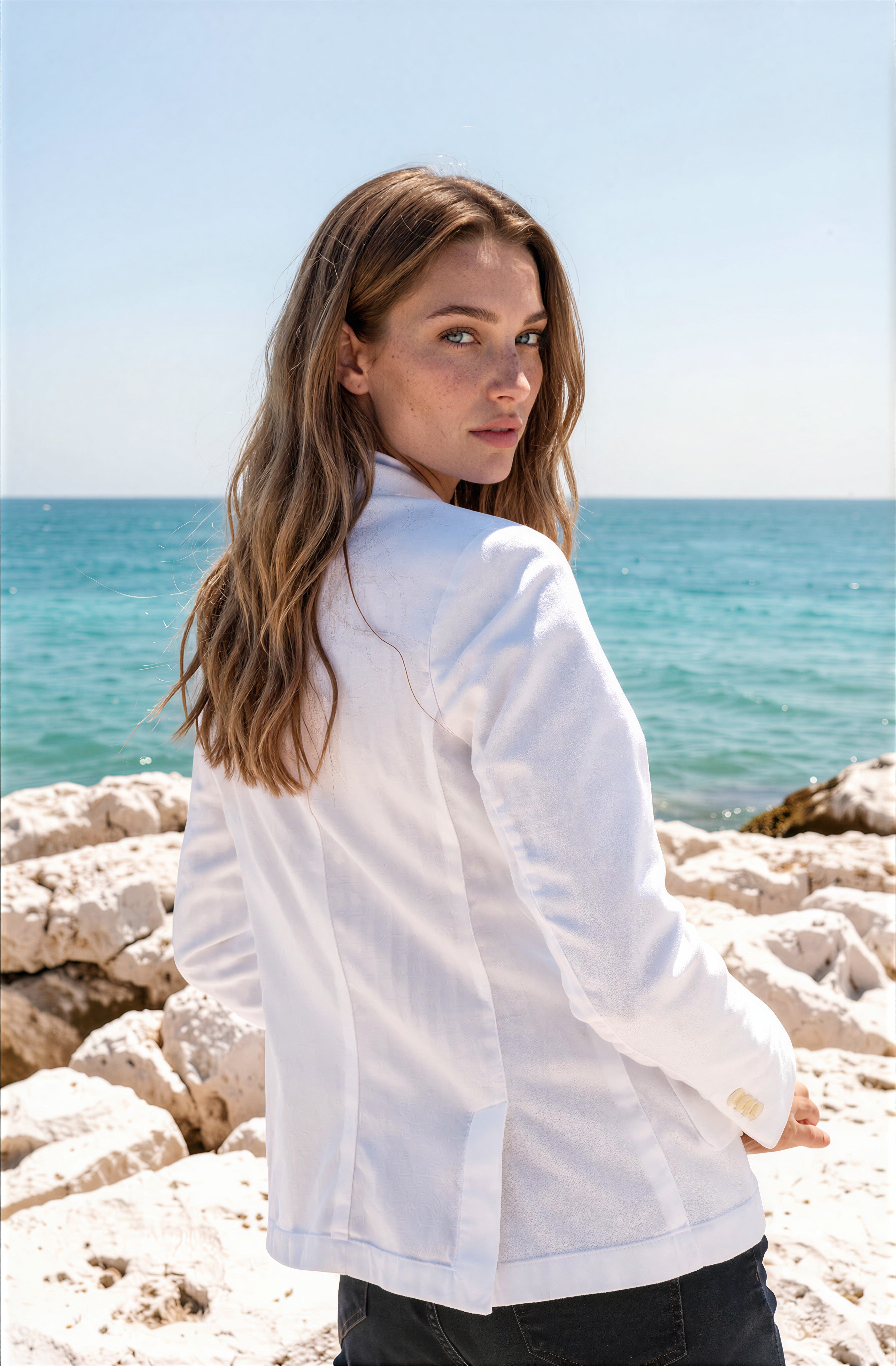 Veste Margot en coton Di Sondrio - Blanc-VESTE BLAZER FEMME-Curling-Paris
