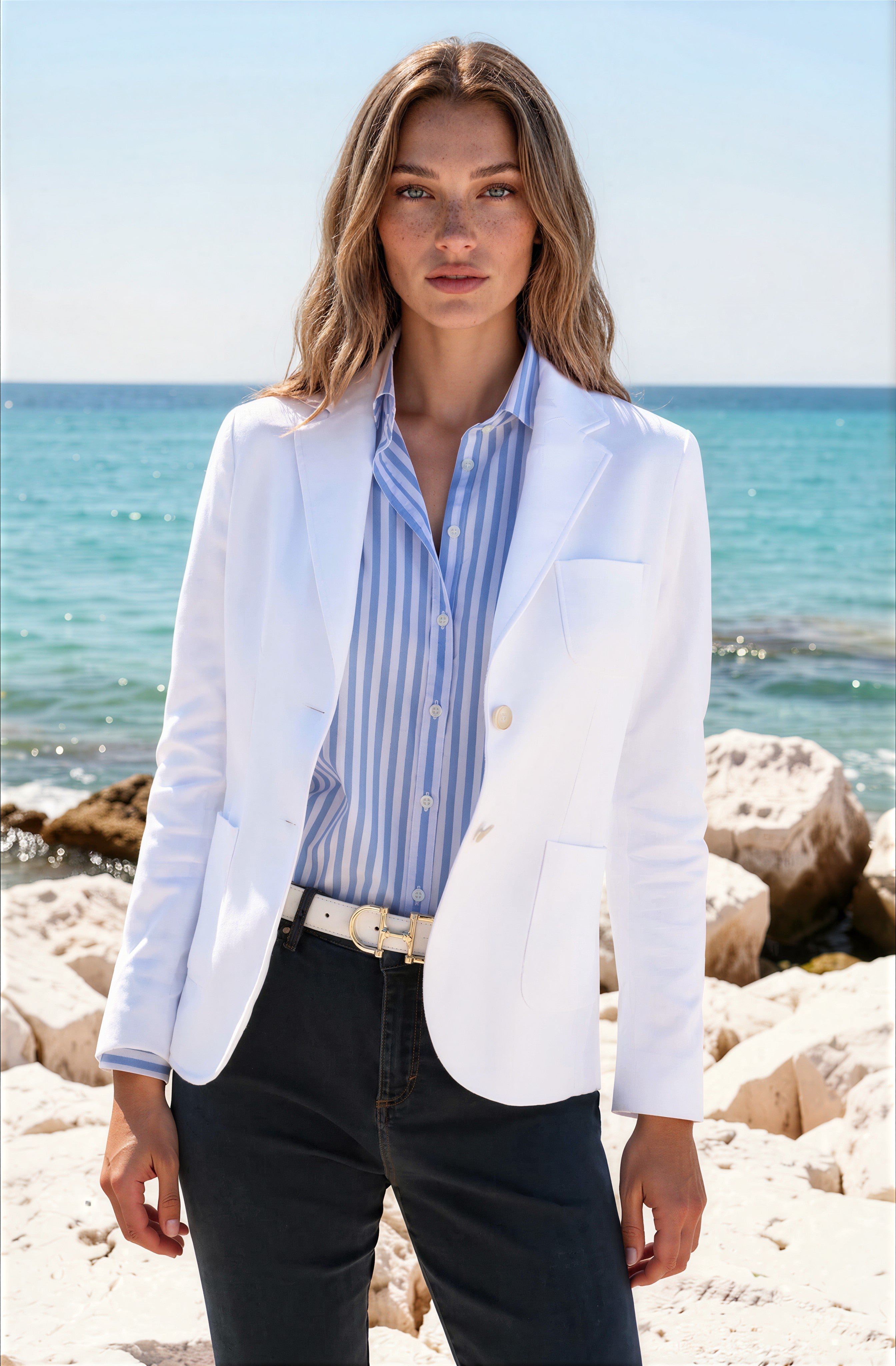 Veste Margot en coton Di Sondrio - Blanc-VESTE BLAZER FEMME-Curling-Paris