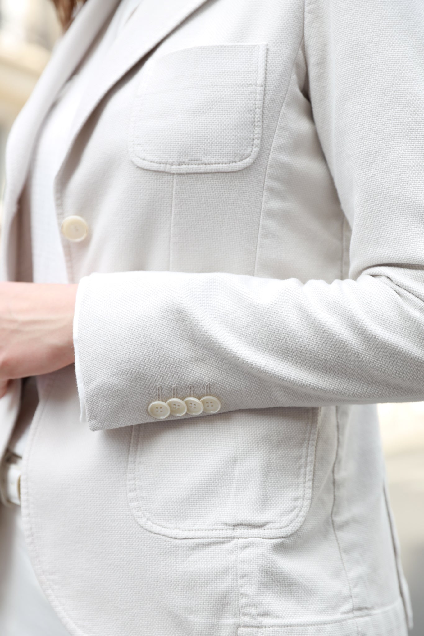 Veste Margot en coton Di Sondrio - Ecru-VESTE BLAZER FEMME-Curling-Paris