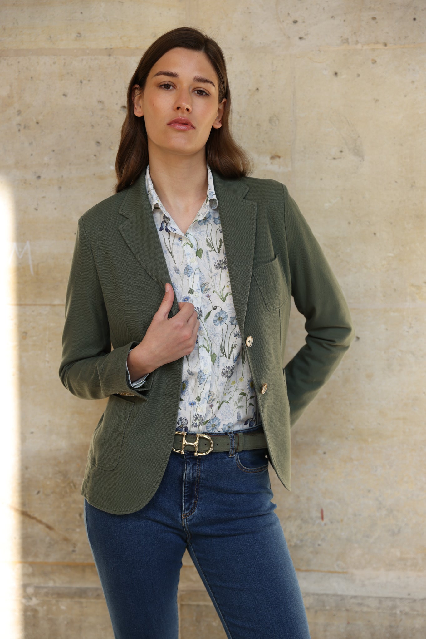 Veste Margot en coton Di Sondrio - Kaki-VESTE BLAZER FEMME-Curling-Paris