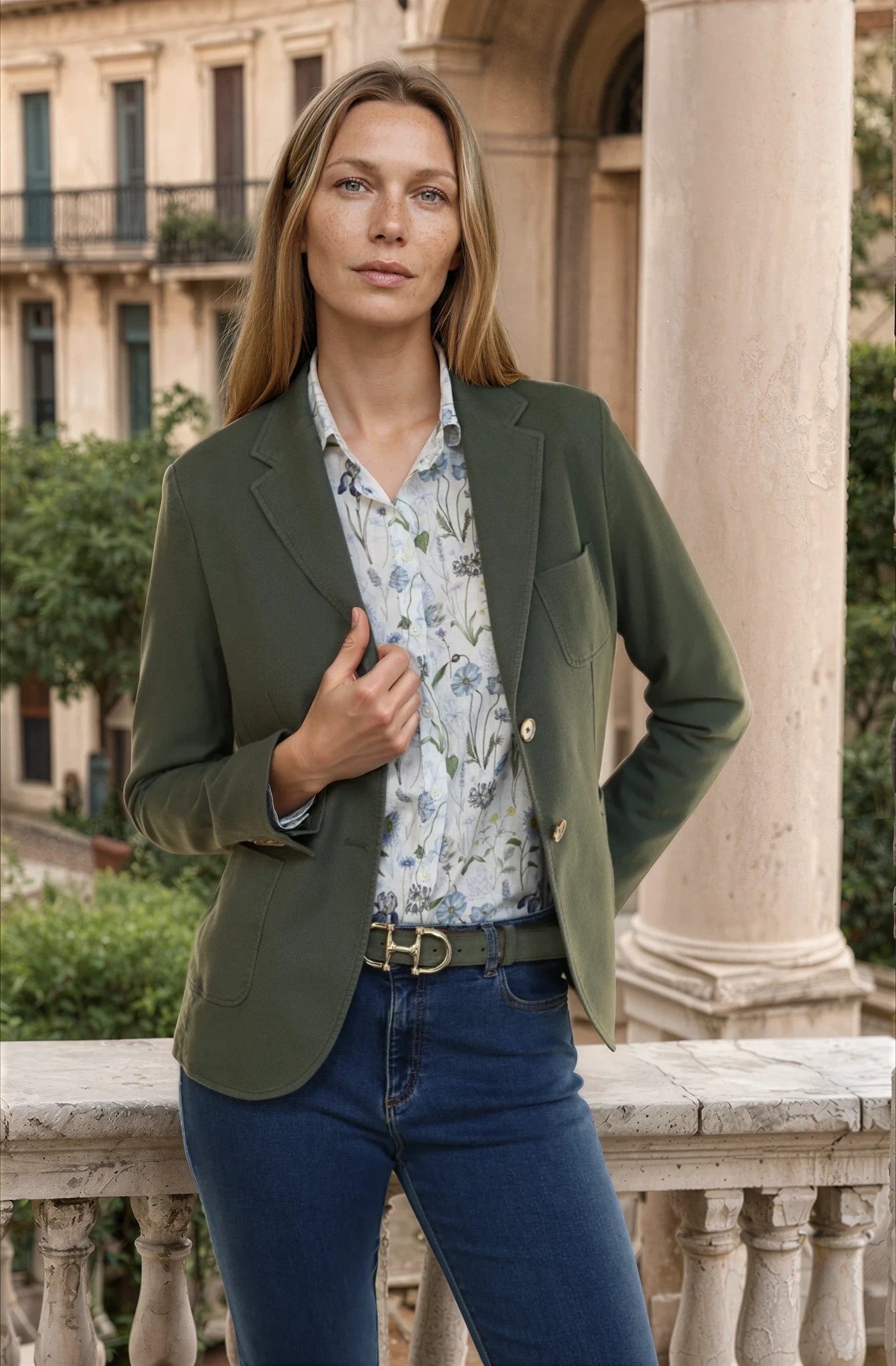 Veste Margot en coton Di Sondrio - Kaki-VESTE BLAZER FEMME-Curling-Paris