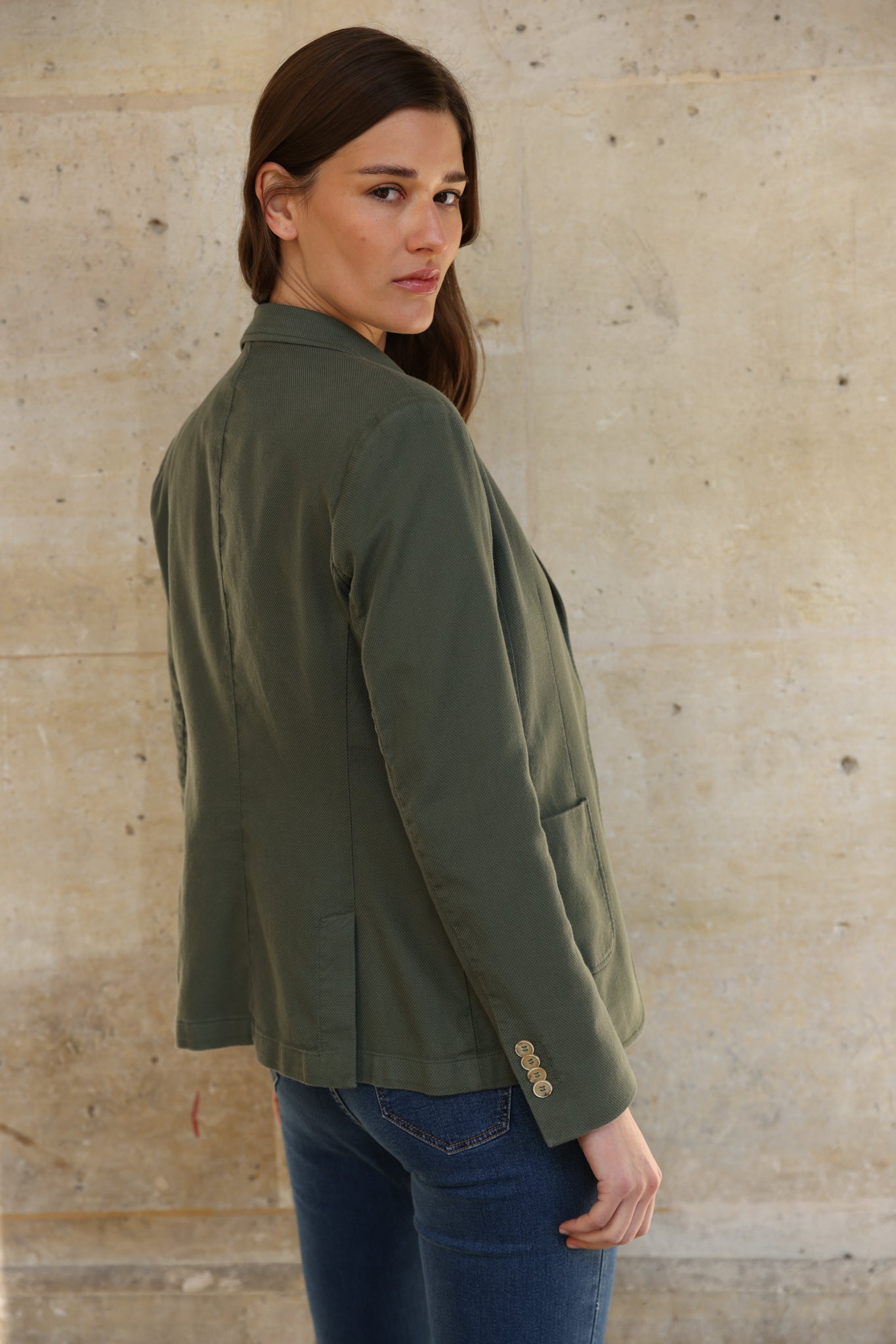 Veste Margot en coton Di Sondrio - Kaki-VESTE BLAZER FEMME-Curling-Paris