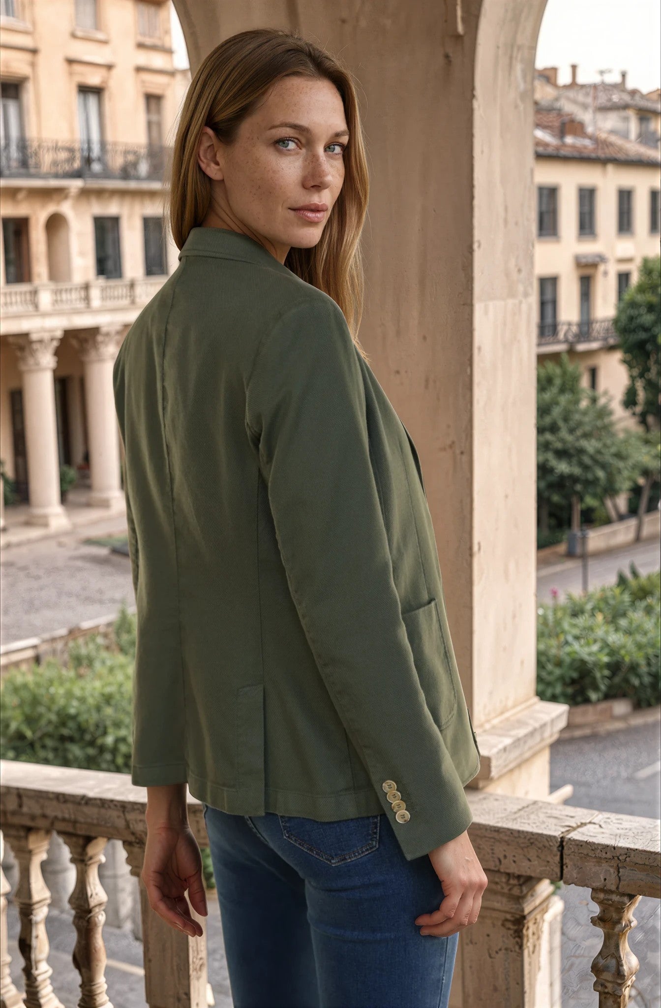 Veste Margot en coton Di Sondrio - Kaki-VESTE BLAZER FEMME-Curling-Paris