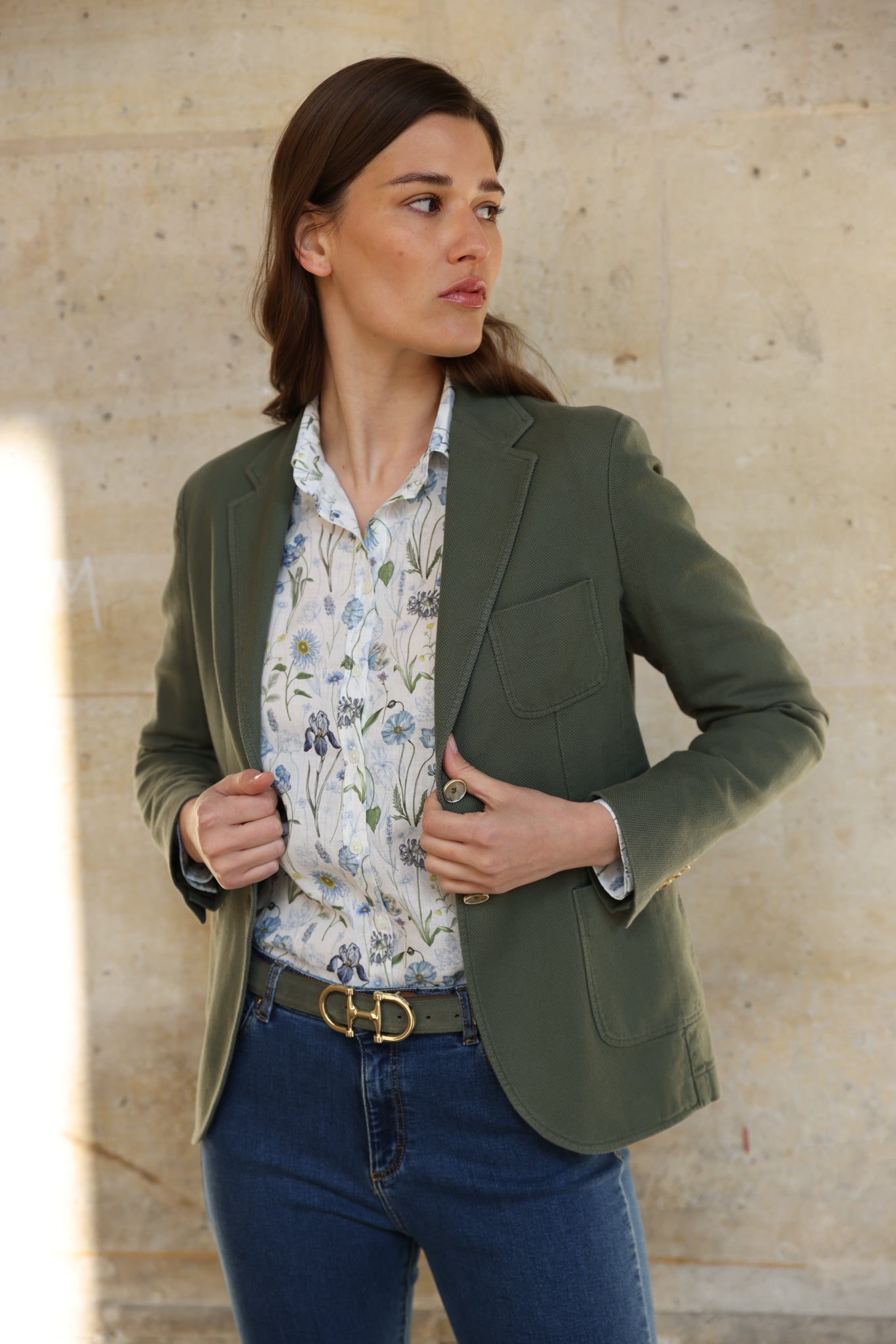 Veste Margot en coton Di Sondrio - Kaki-VESTE BLAZER FEMME-Curling-Paris