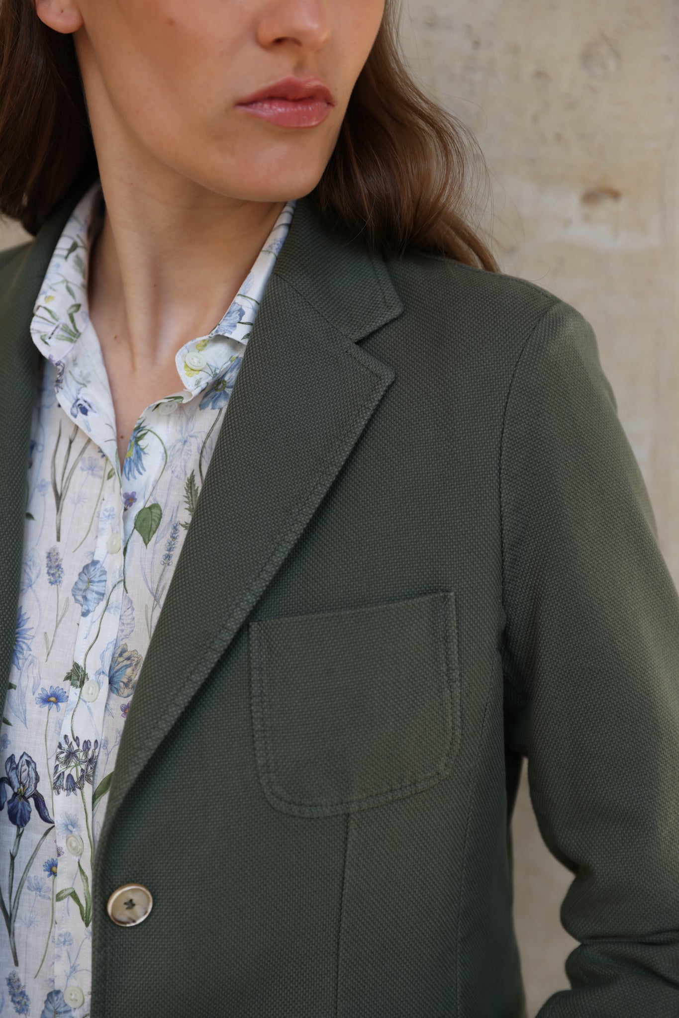 Veste Margot en coton Di Sondrio - Kaki-VESTE BLAZER FEMME-Curling-Paris