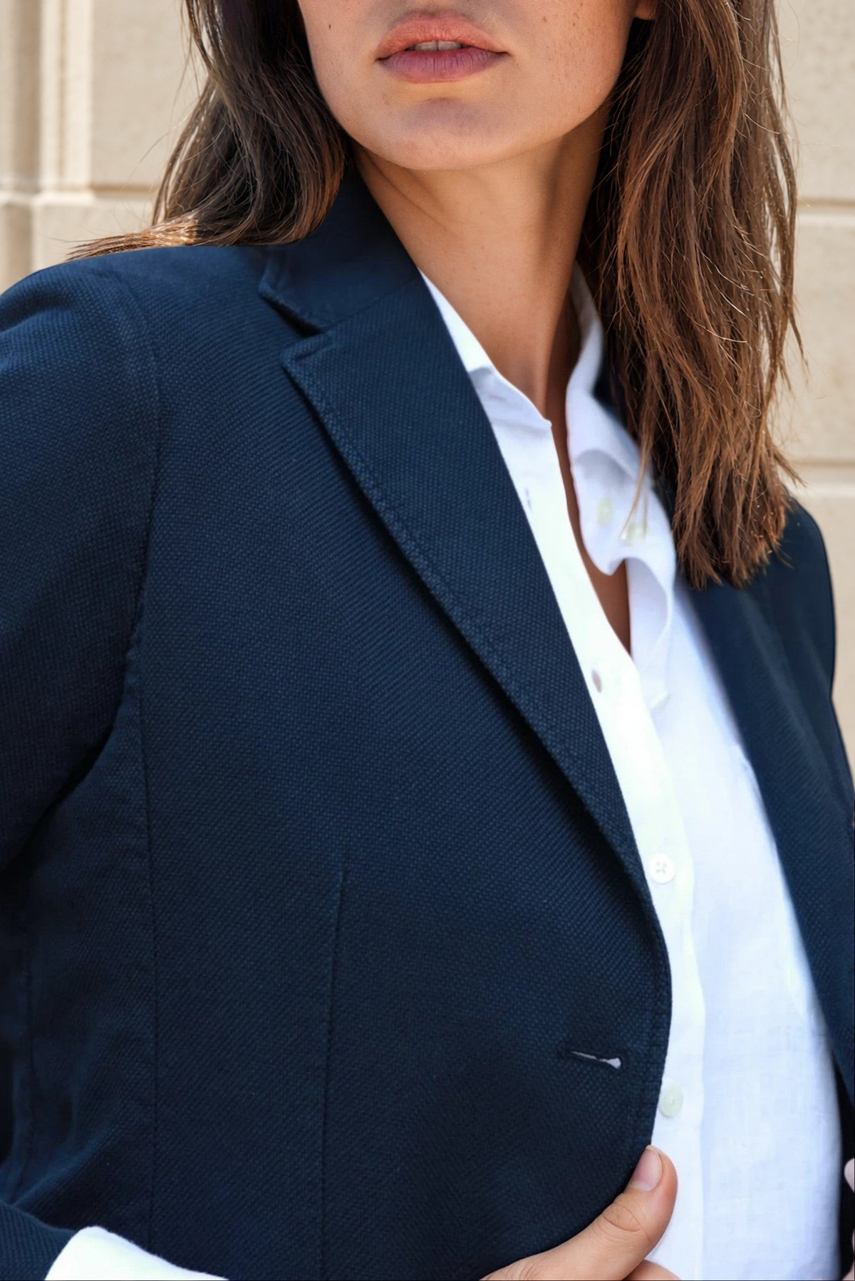 Veste Margot en coton Di Sondrio - Marine-VESTE BLAZER FEMME-Curling-Paris