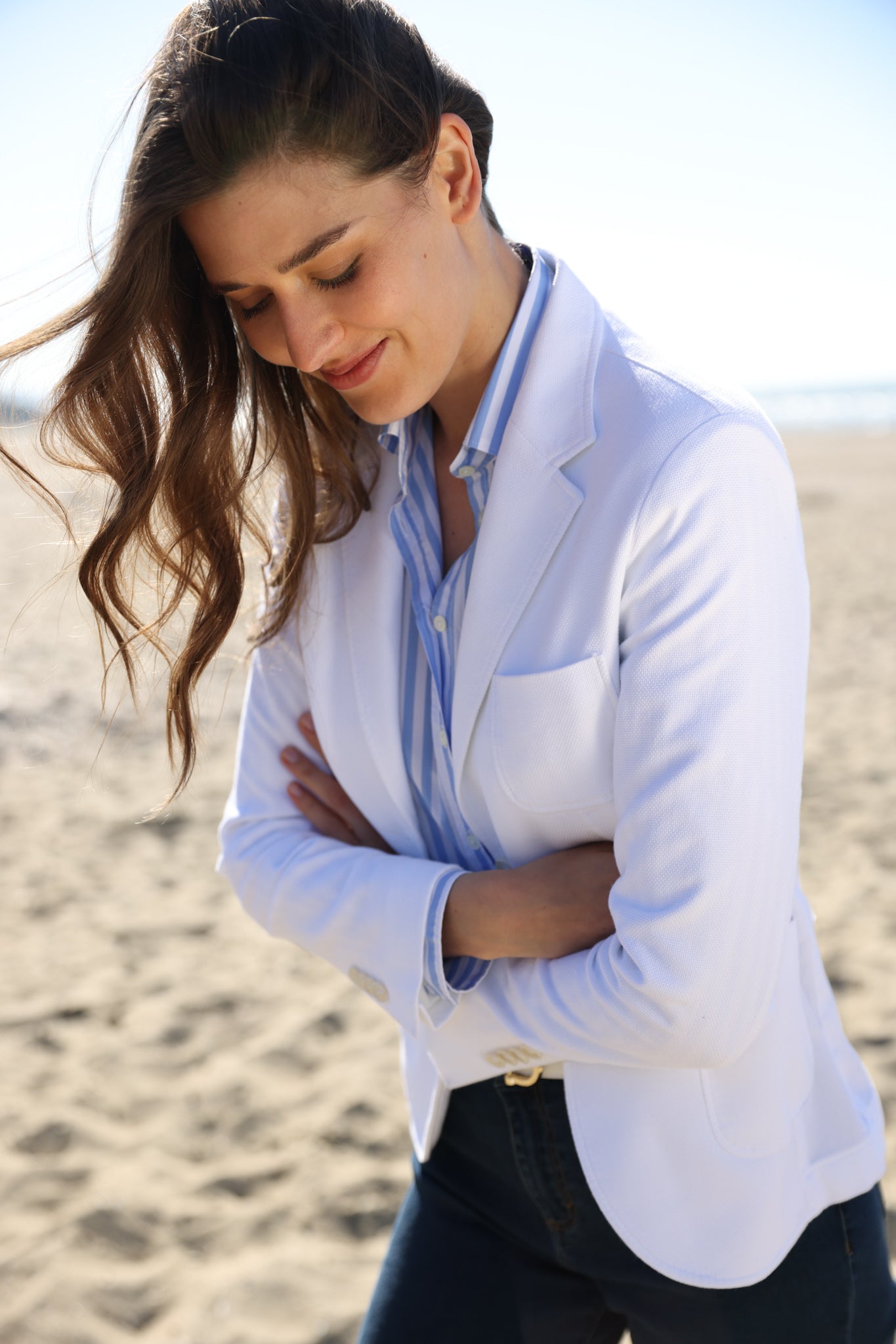 Veste Margot en coton stretch Di Sondrio - Blanc-VESTE BLAZER FEMME-Curling-Paris