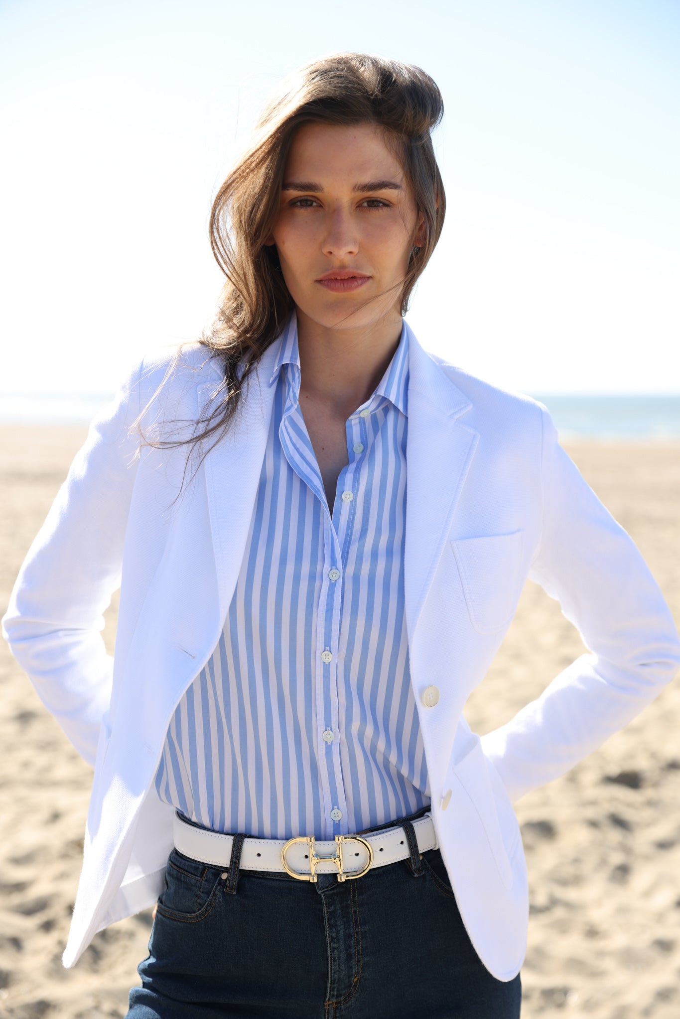 Veste Margot en coton stretch Di Sondrio - Blanc-VESTE BLAZER FEMME-Curling-Paris