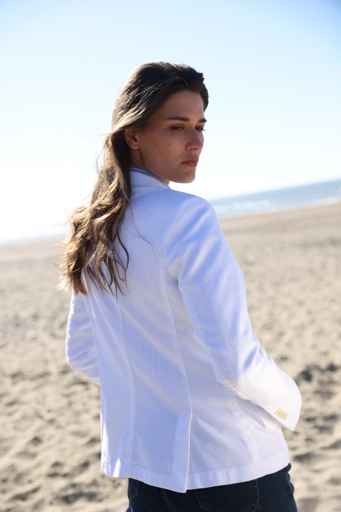 Veste Margot en coton stretch Di Sondrio - Blanc-VESTE BLAZER FEMME-Curling-Paris