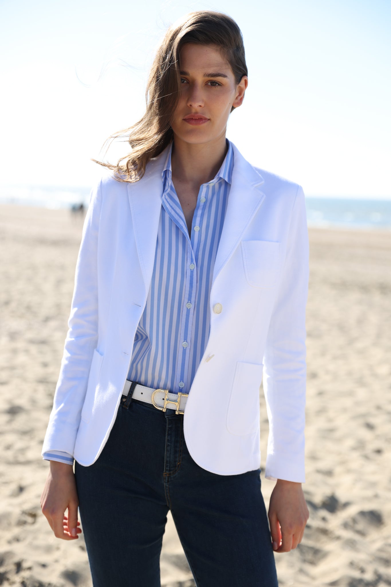 Veste Margot en coton stretch Di Sondrio - Blanc-VESTE BLAZER FEMME-Curling-Paris