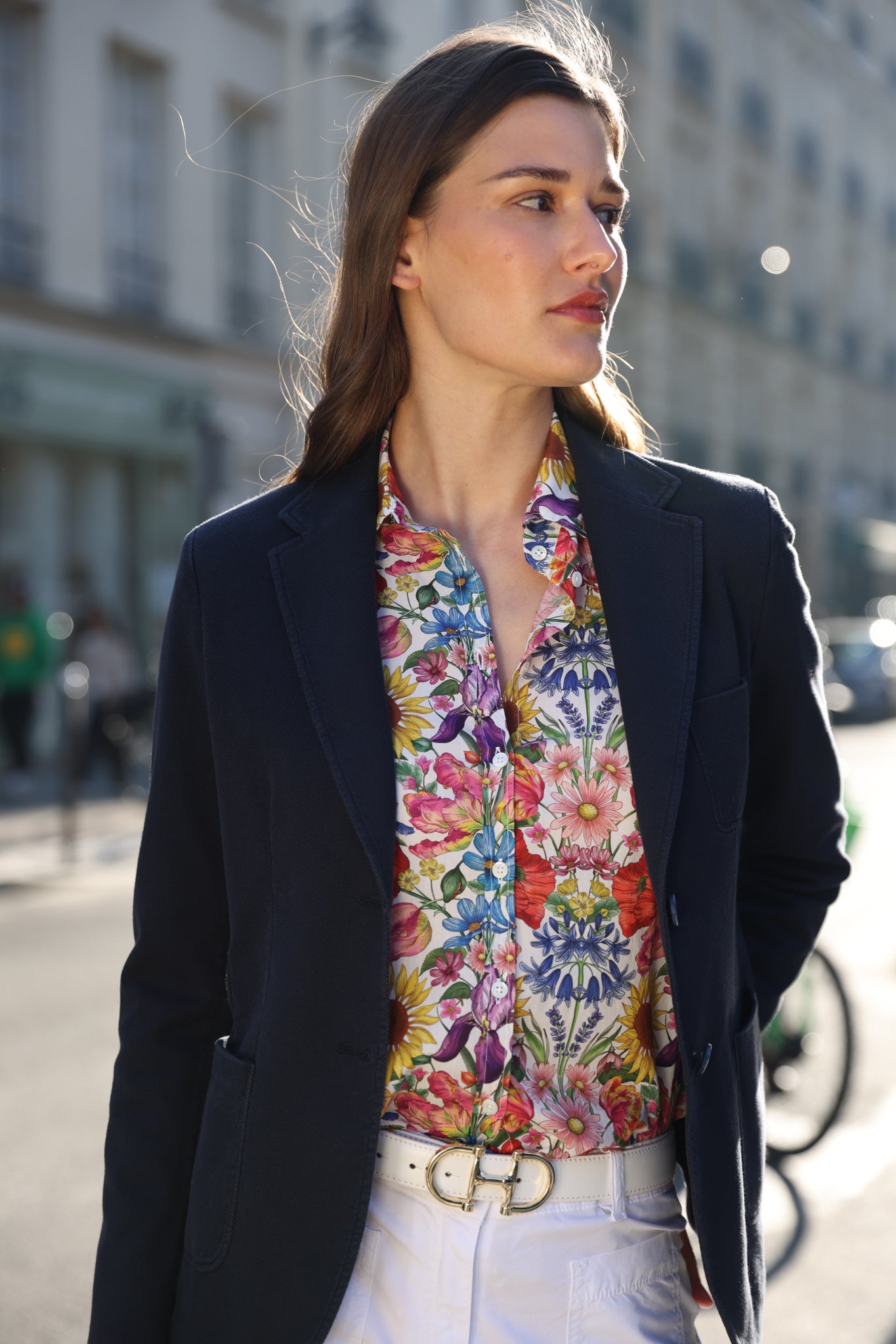 Veste Margot en coton stretch Di Sondrio - Marine-VESTE BLAZER FEMME-Curling-Paris