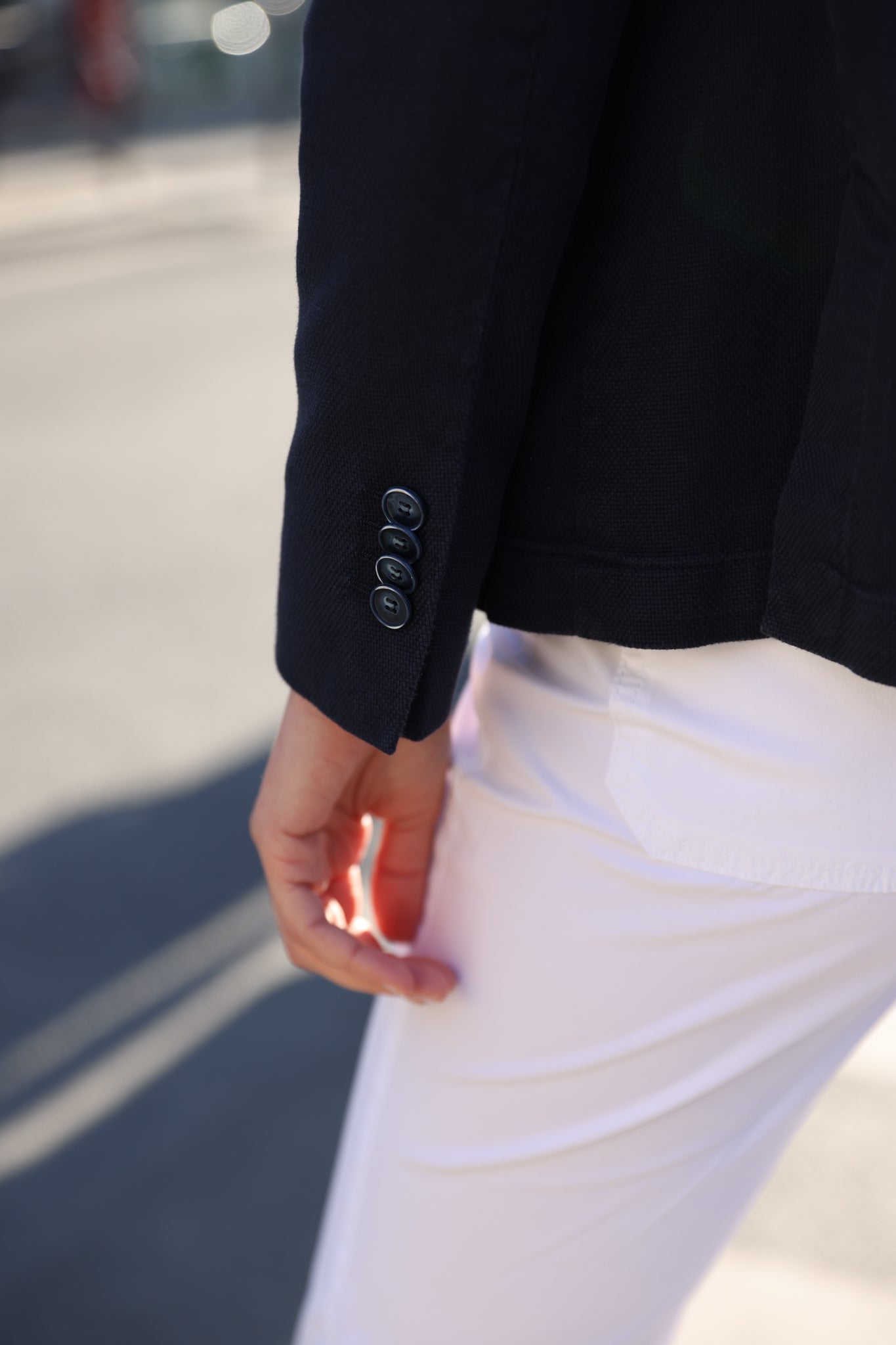 Veste Margot en coton stretch Di Sondrio - Marine-VESTE BLAZER FEMME-Curling-Paris