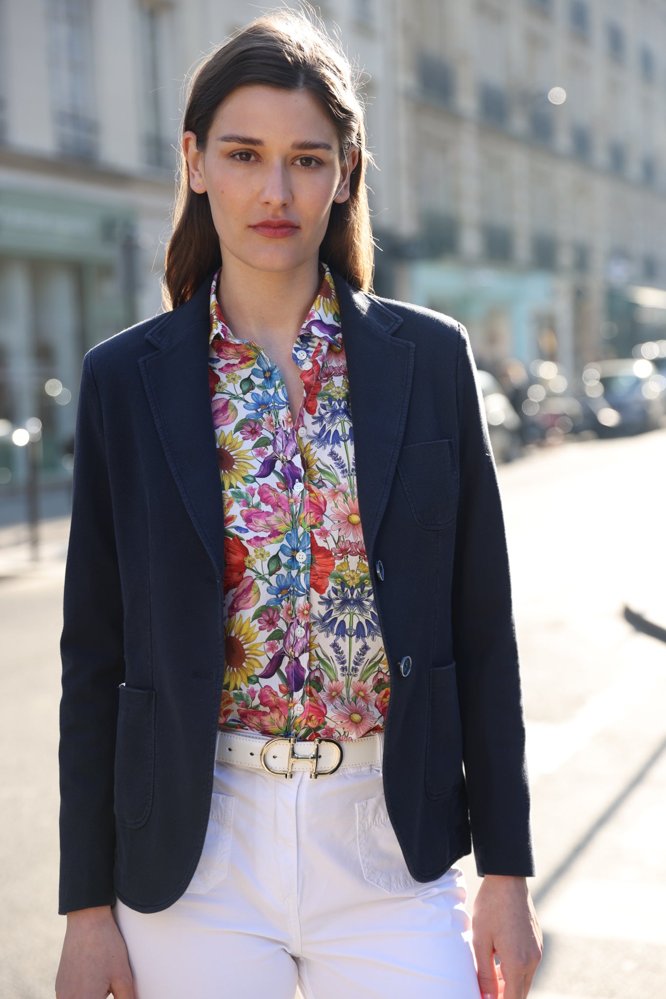 Veste Margot en coton stretch Di Sondrio - Marine-VESTE BLAZER FEMME-Curling-Paris