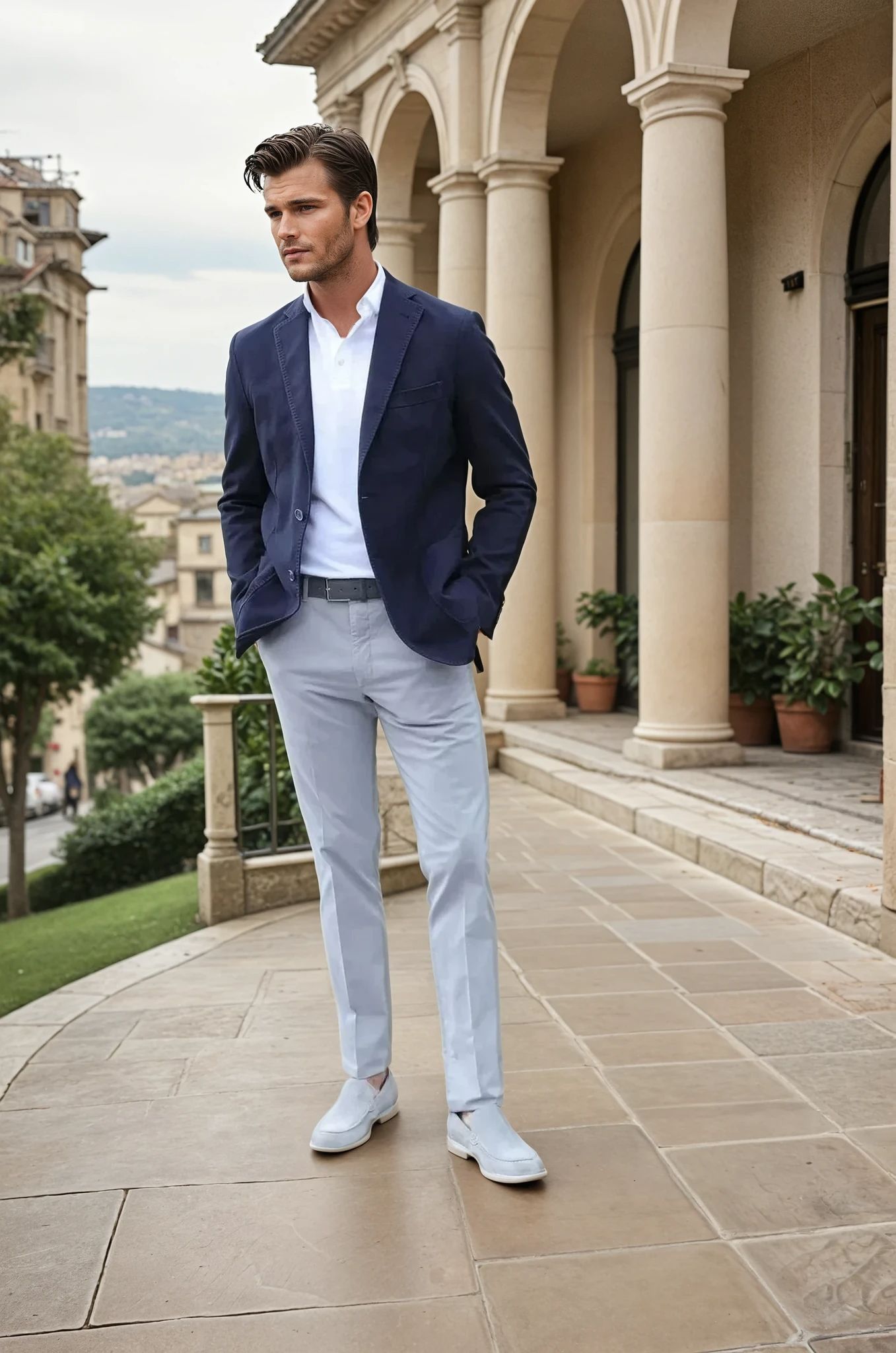 Veste Ralph déstructurée en coton Di Sondrio - Marine-VESTE BLAZER HOMME-Curling-Paris
