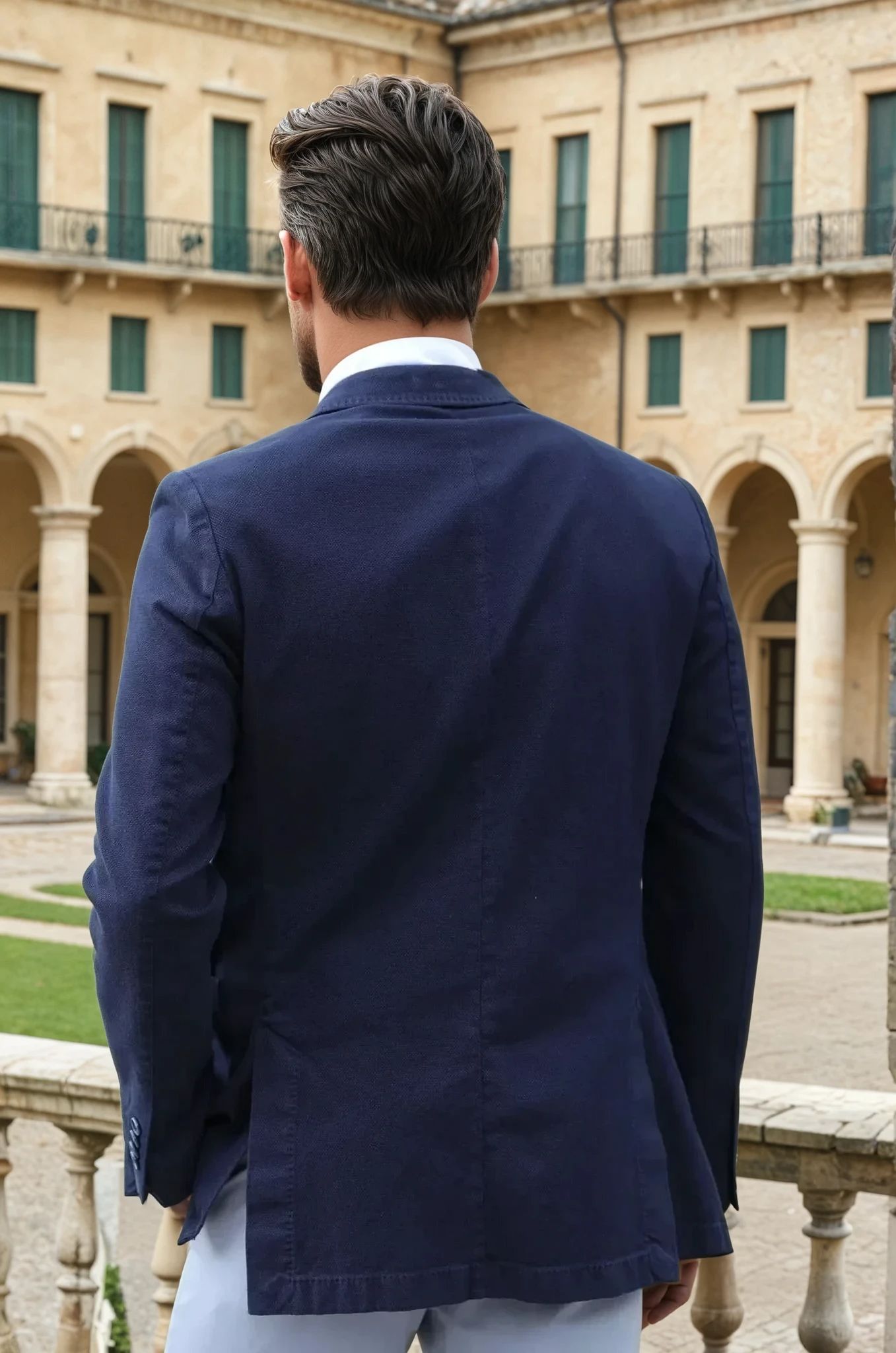 Veste Ralph déstructurée en coton Di Sondrio - Marine-VESTE BLAZER HOMME-Curling-Paris