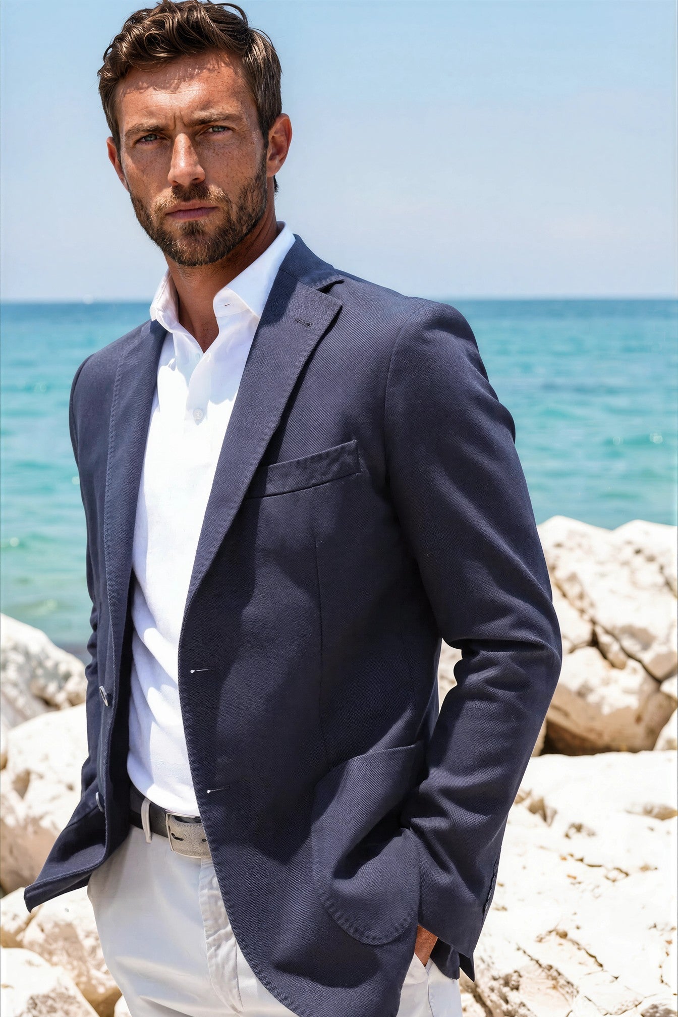 Veste Ralph déstructurée en coton Di Sondrio - Marine