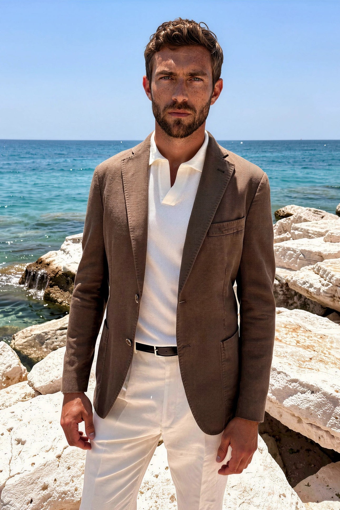 Veste Ralph déstructurée en coton Di Sondrio - Marron-VESTE BLAZER HOMME-Curling-Paris