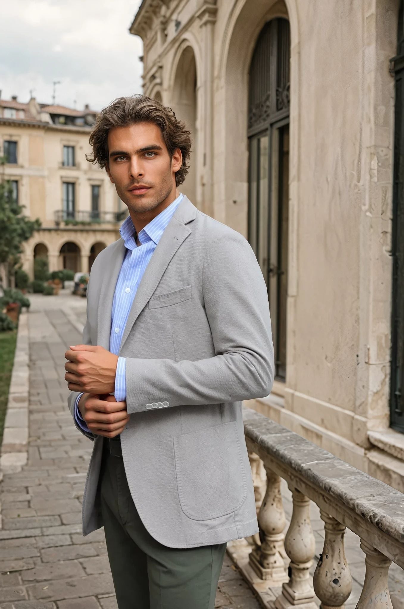Veste Ralph en coton Di Sondrio - Beige-VESTE BLAZER HOMME-Curling-Paris