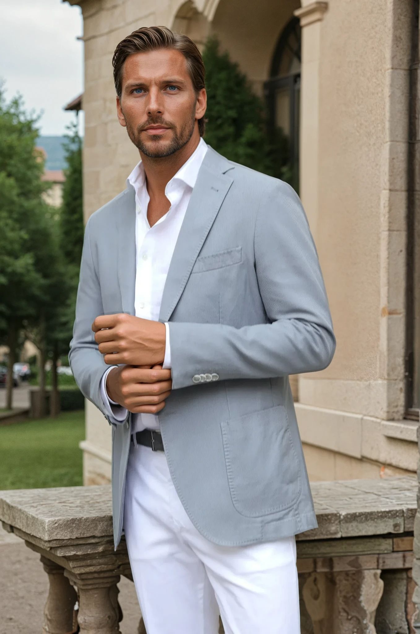 Veste Ralph en coton Di Sondrio - Gris-VESTE BLAZER HOMME-Curling-Paris