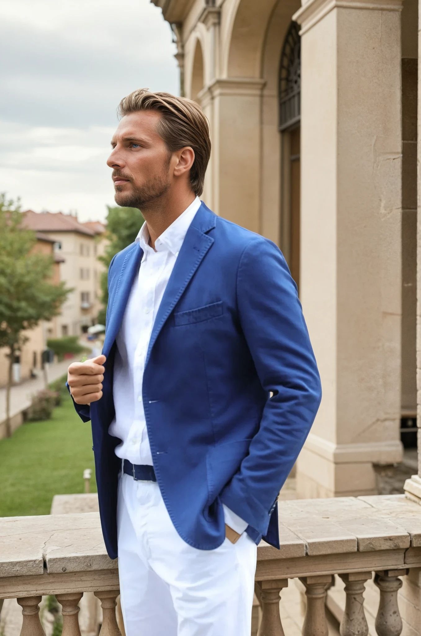 Veste Ralph en coton Di Sondrio - Indigo-VESTE BLAZER HOMME-Curling-Paris